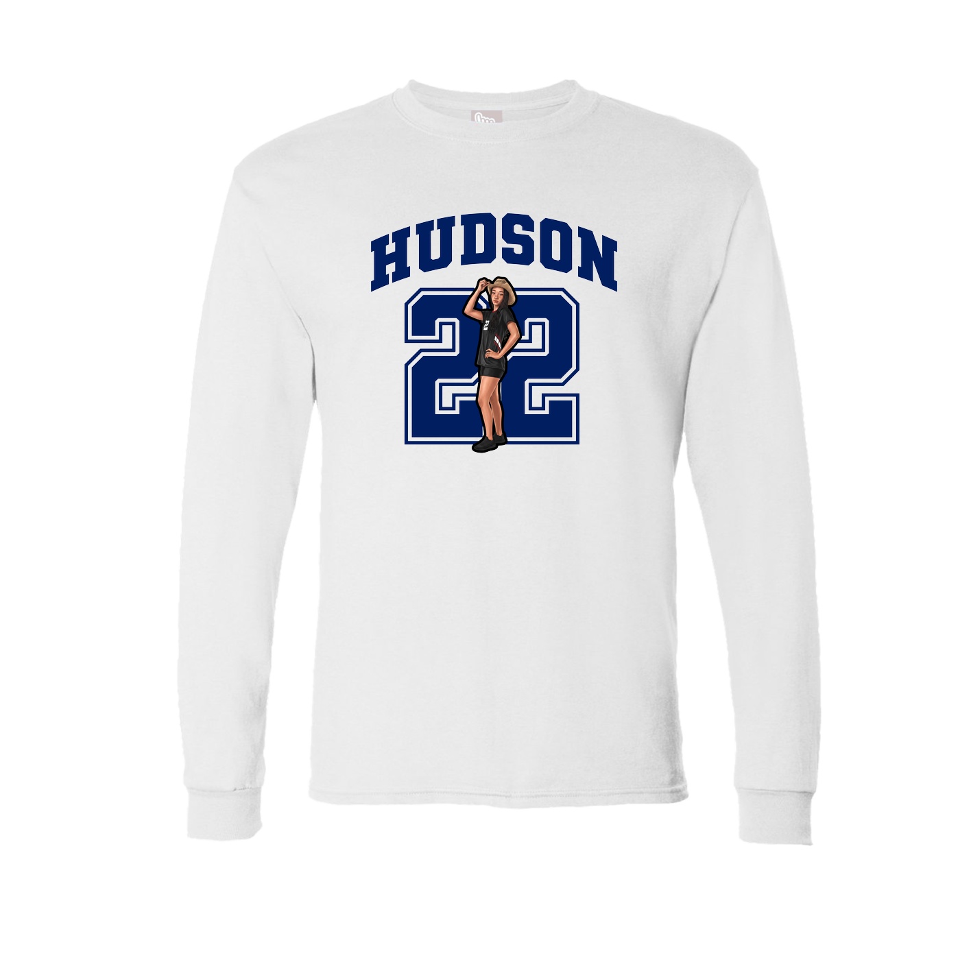 Long Sleeve Tee — Number in White