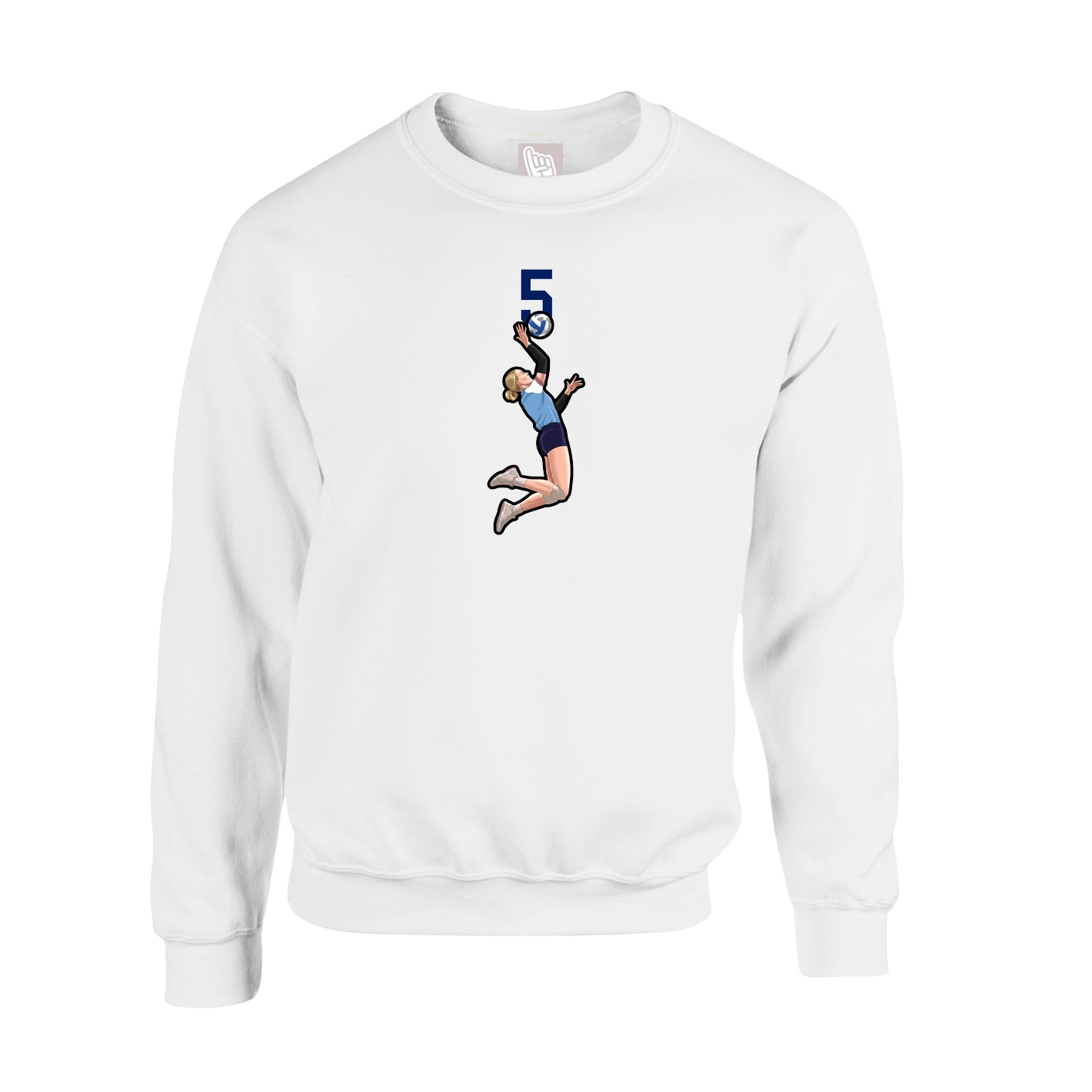 Fleece Crew — Number Top in White