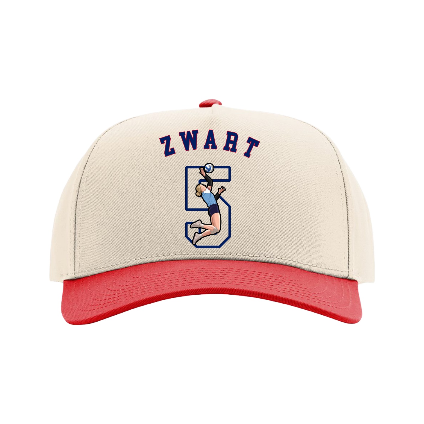 Full Fabric Five-Panel Champ Cap — Shirsey Arch in Cream/Red