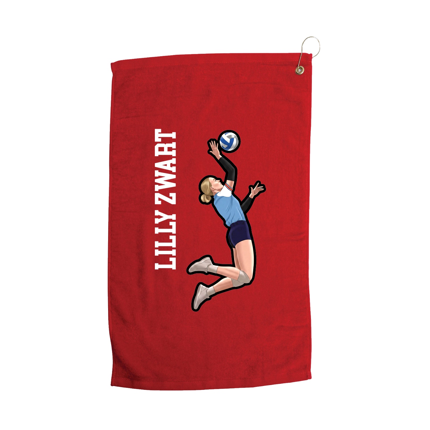 Golf Towel — Name Vertical in Red