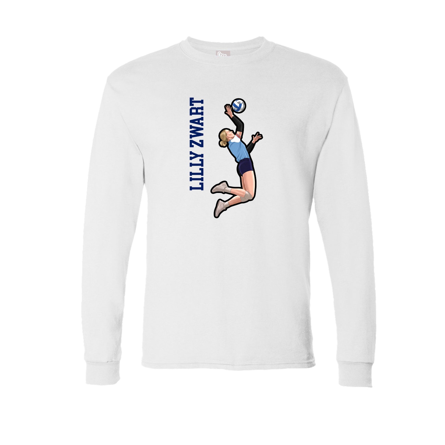 Long Sleeve Tee — Name Vertical in White