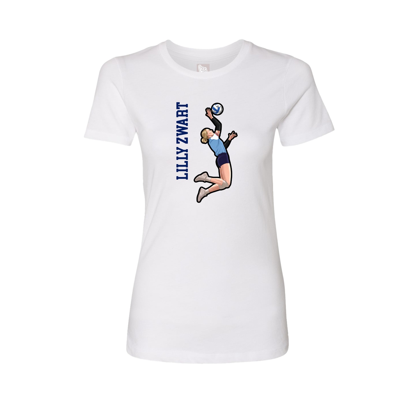 Fitted Women's Tee — Name Vertical in White
