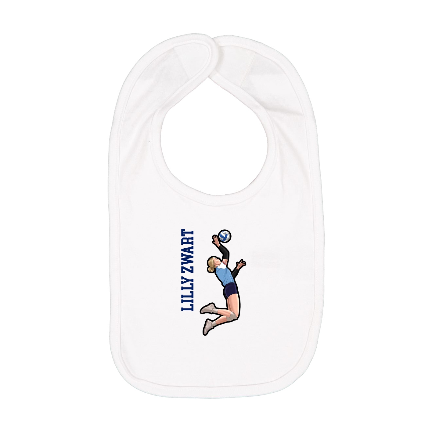 Infant Bib — Name Vertical in White