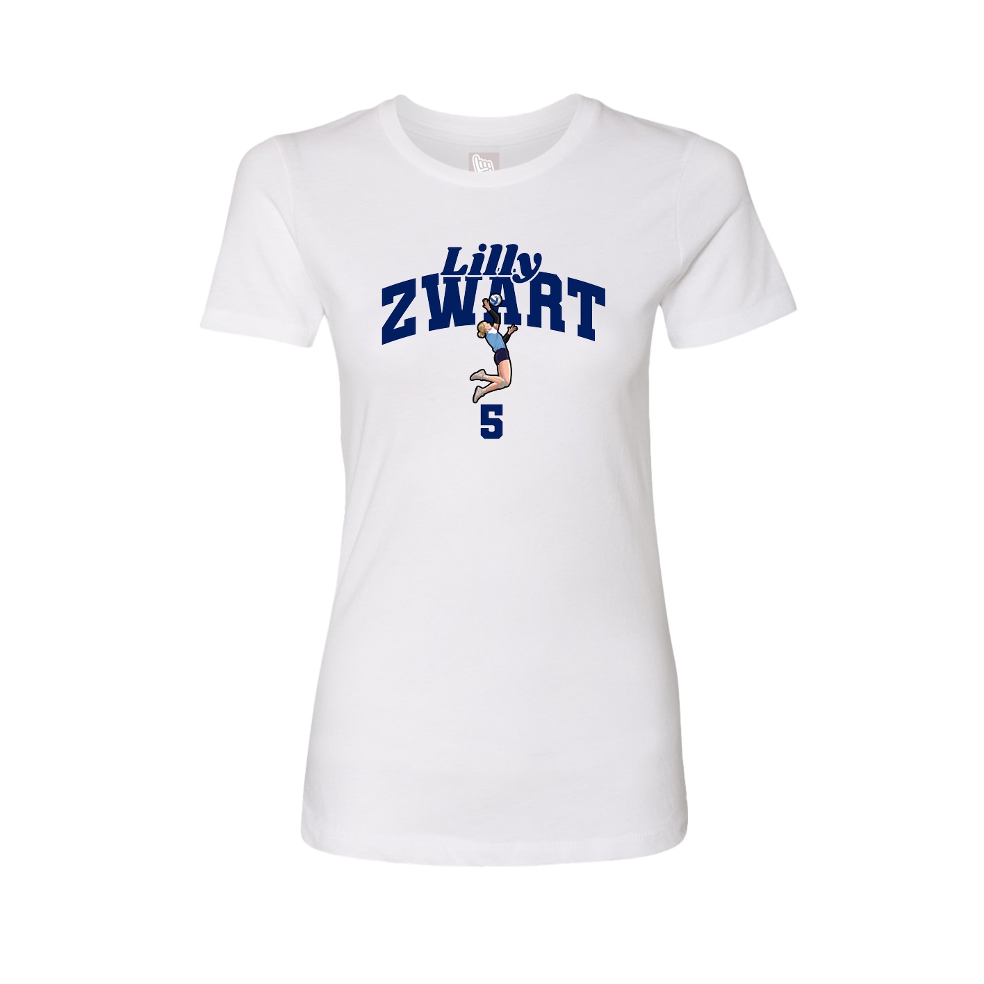 Fitted Women's Tee — Signature Arch in White
