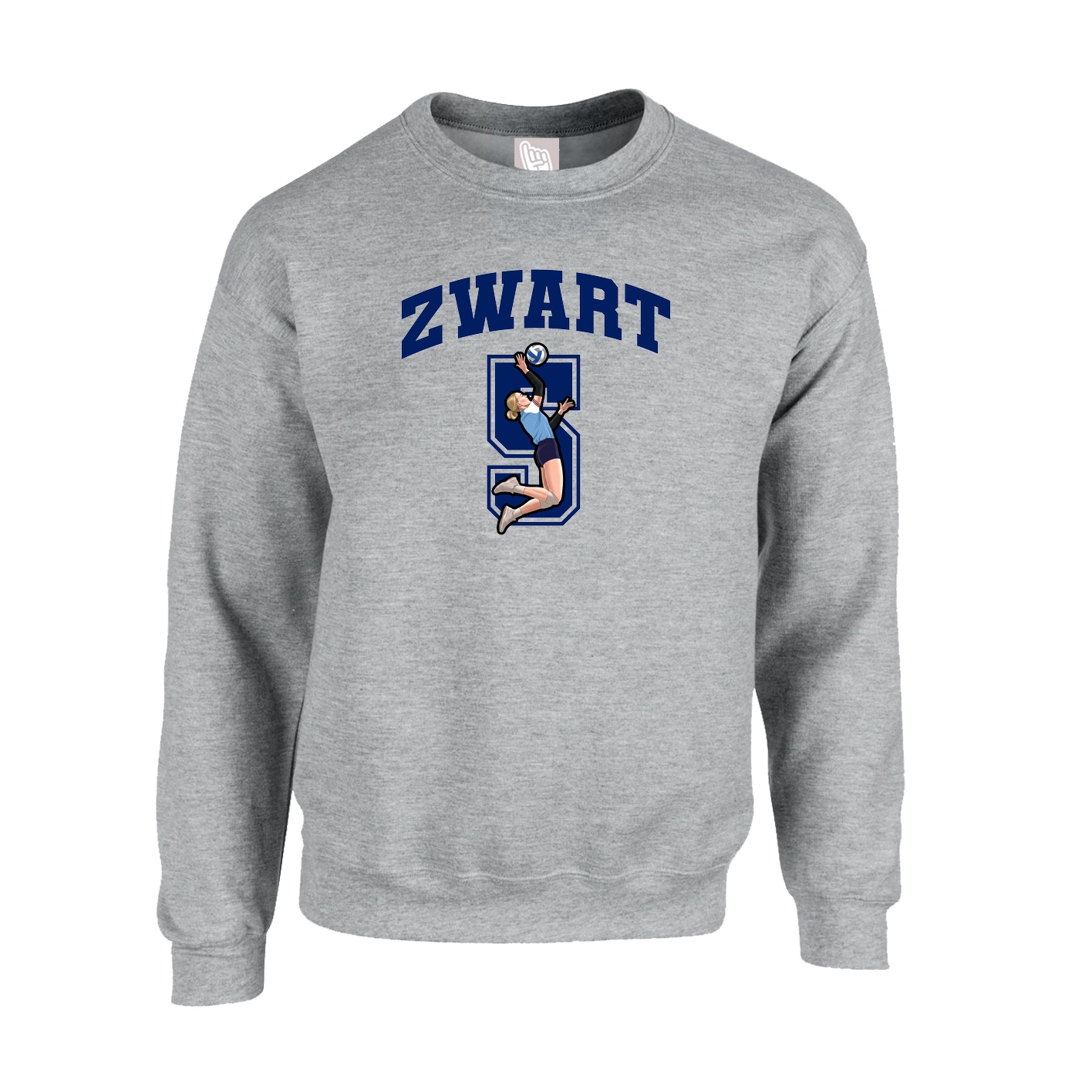 Fleece Crew — Number in Grey