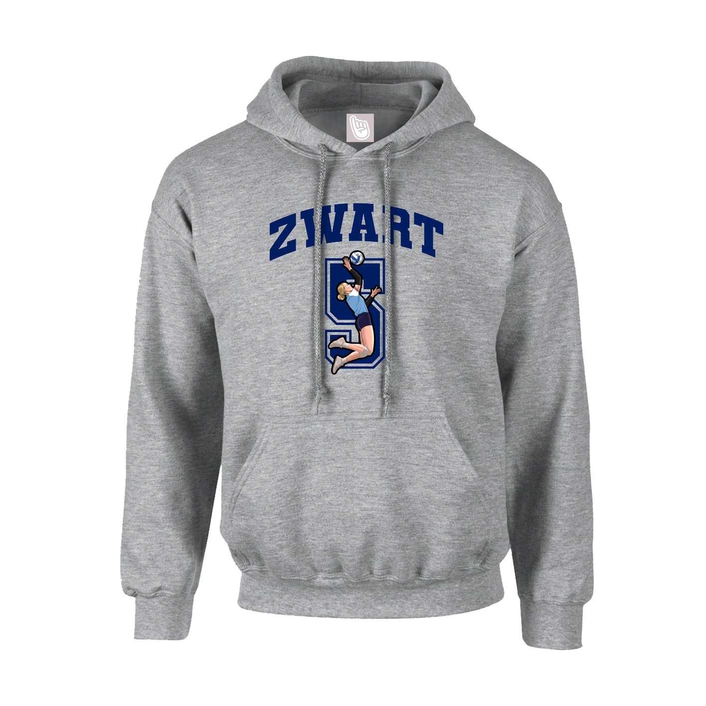 Youth Hoodie — Number in Grey