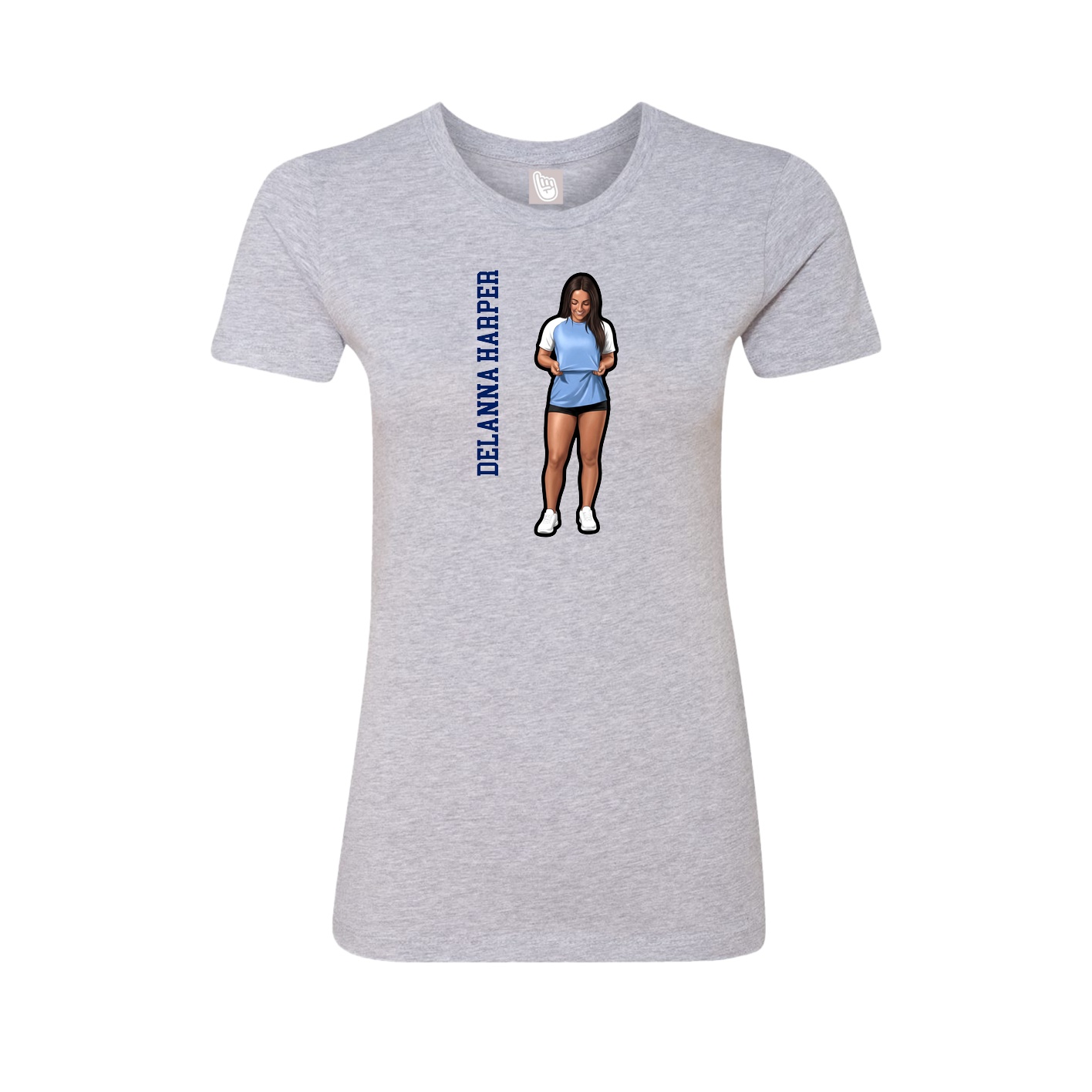 Fitted Women's Tee — Name Vertical in Grey