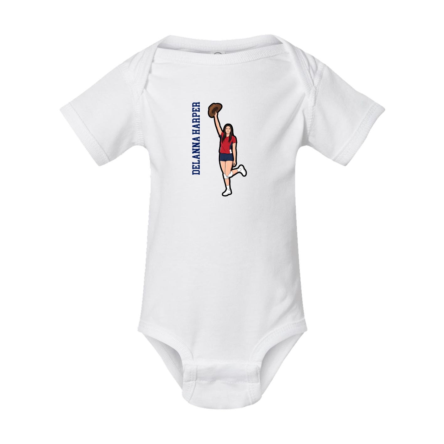 Baby Onesie — Name Vertical in White