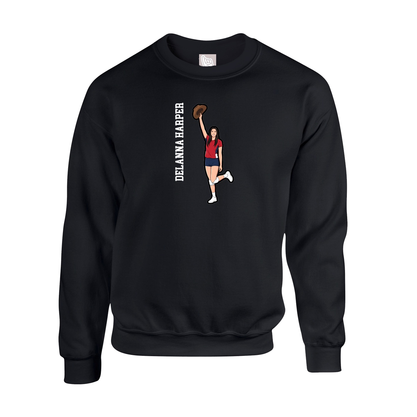 Fleece Crew — Name Vertical in Black