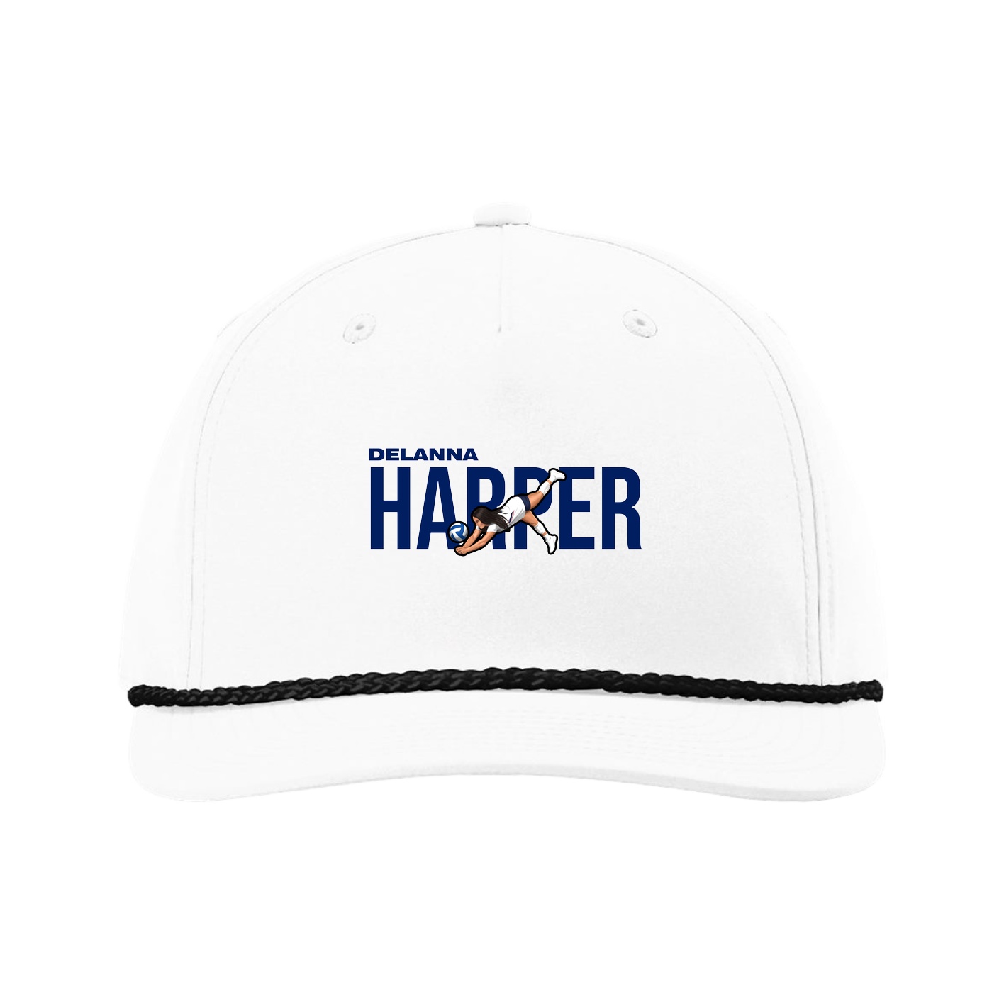 Five-Panel Classic Rope Cap — Player Name in White