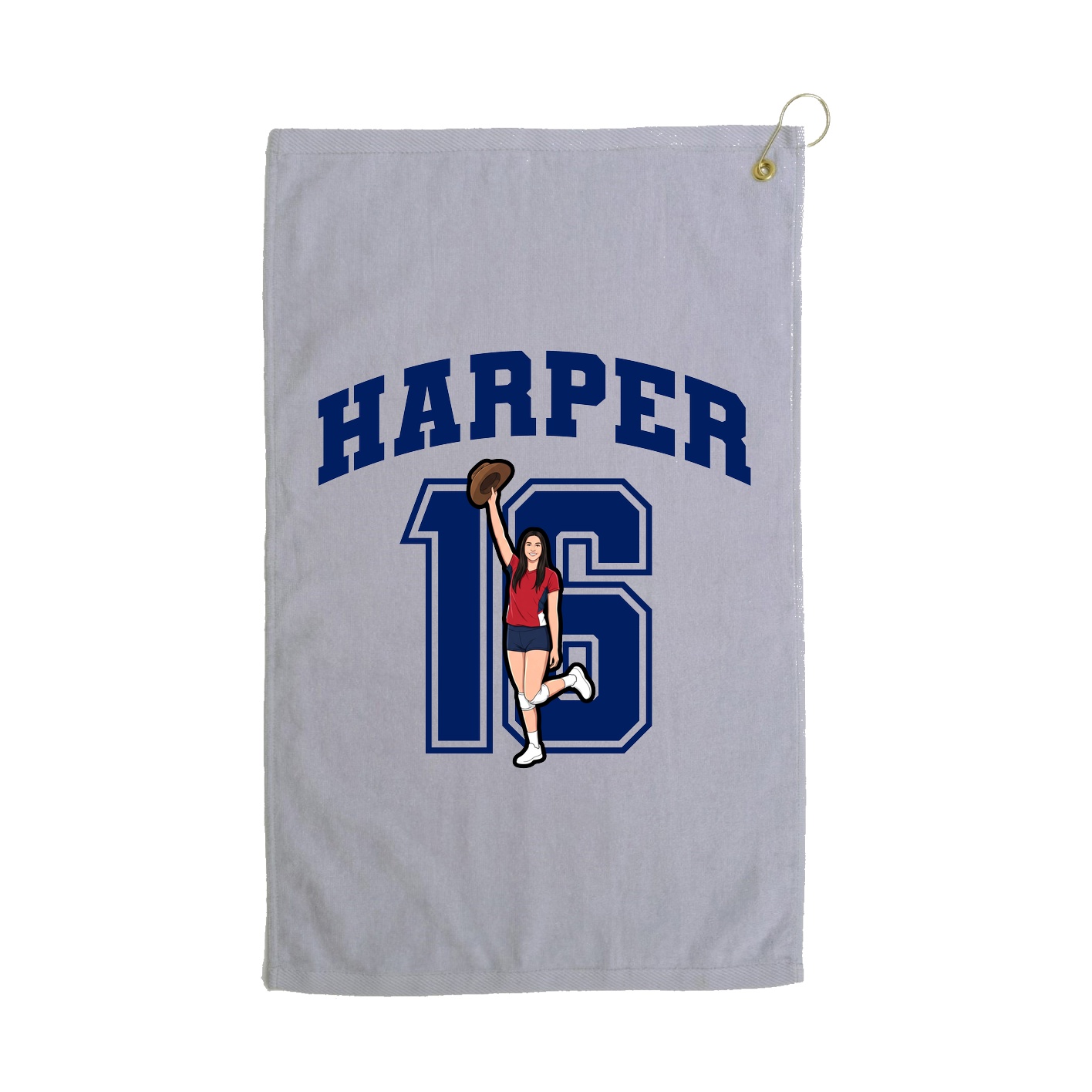 Golf Towel — Number in Grey