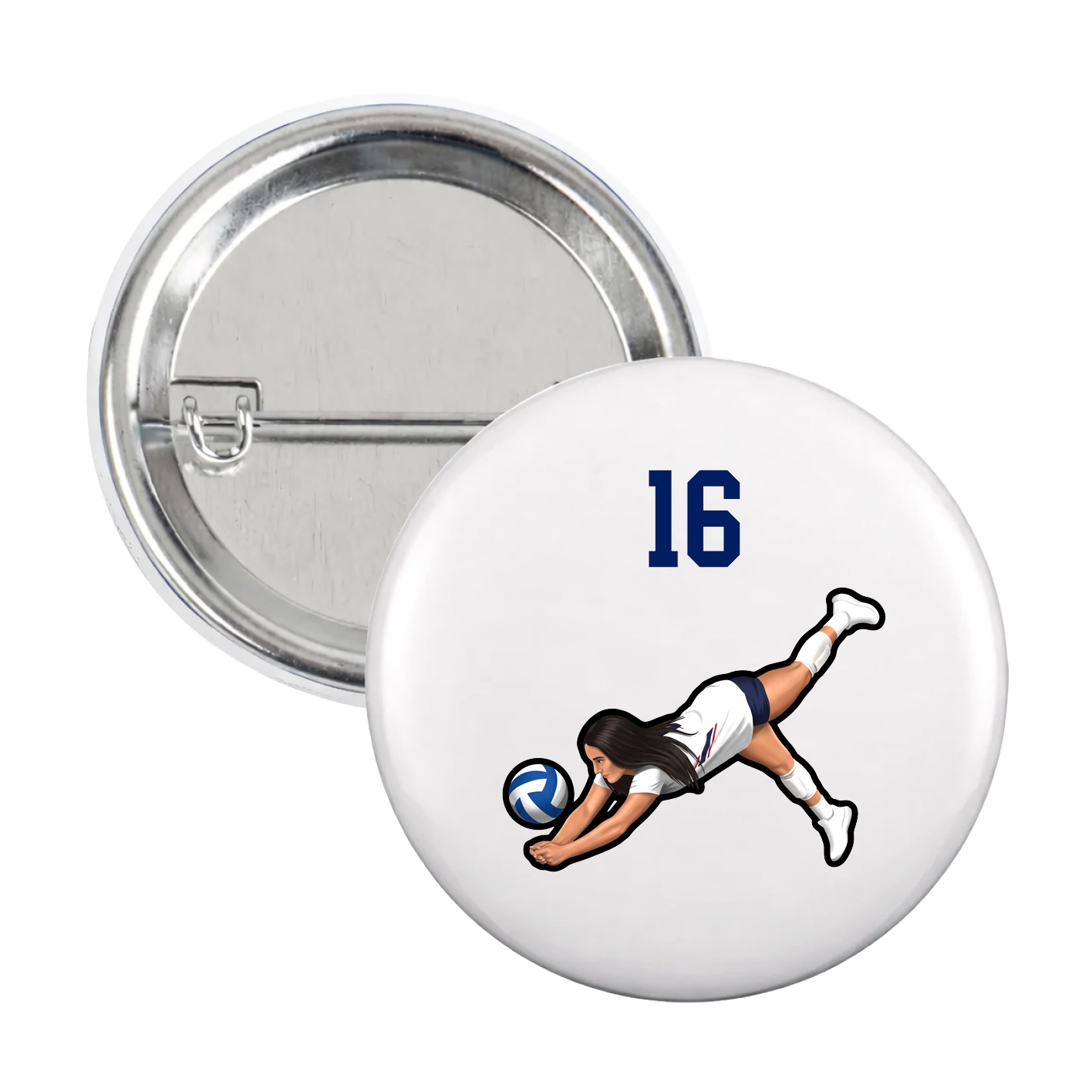 Game Day Button — Number Top in White