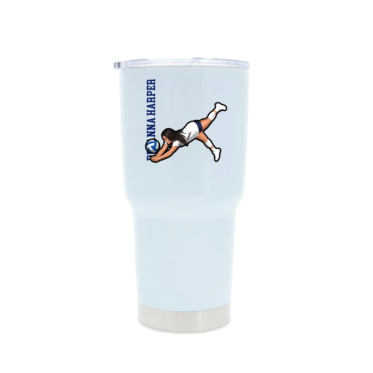 30oz Stainless Steel Tumbler — Name Vertical in White
