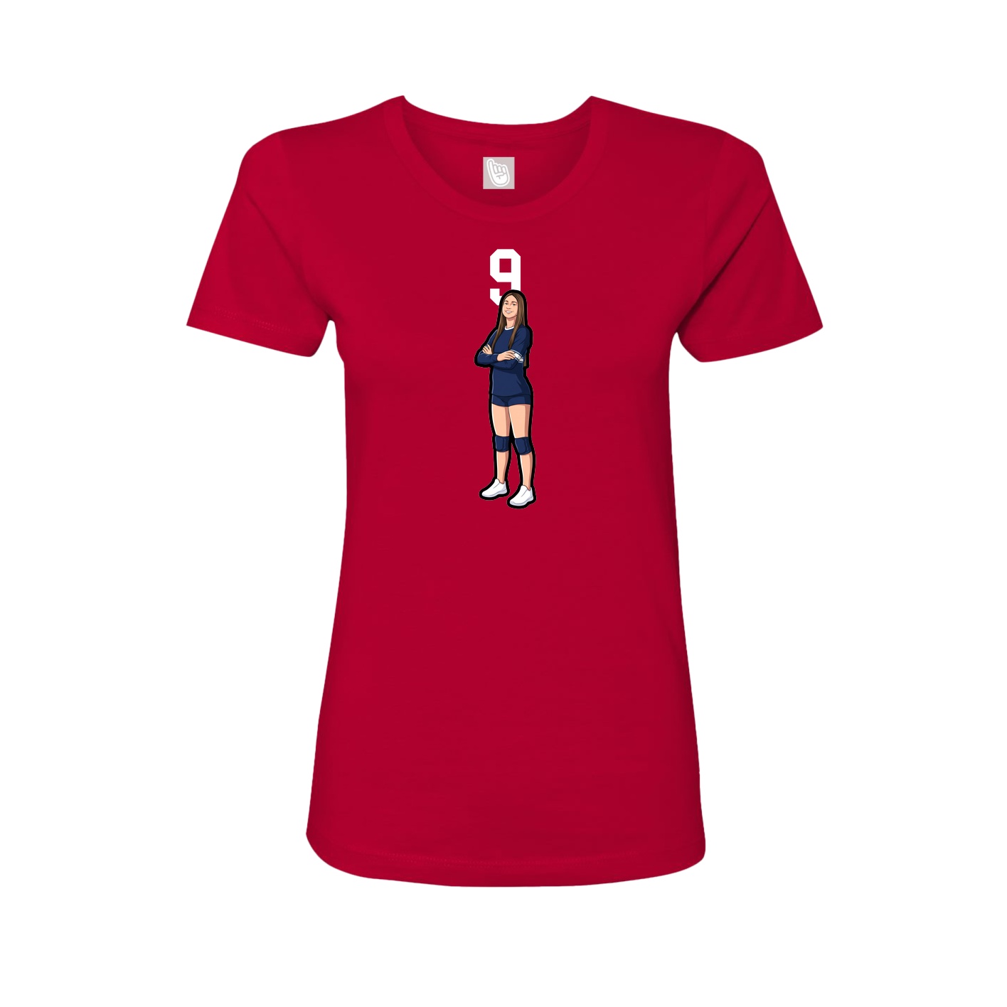 Fitted Women's Tee — Number Top in Red