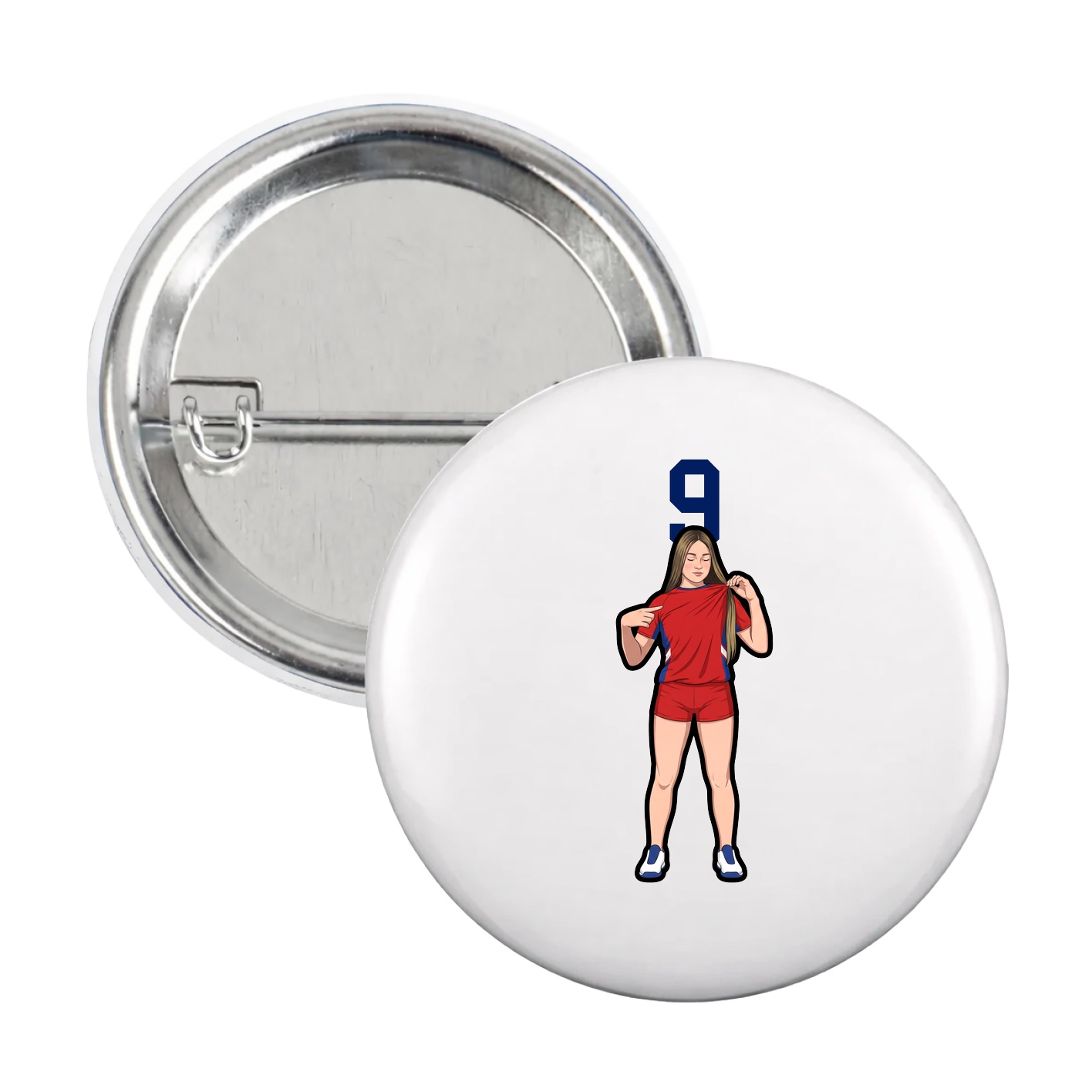Game Day Button — Number Top in White