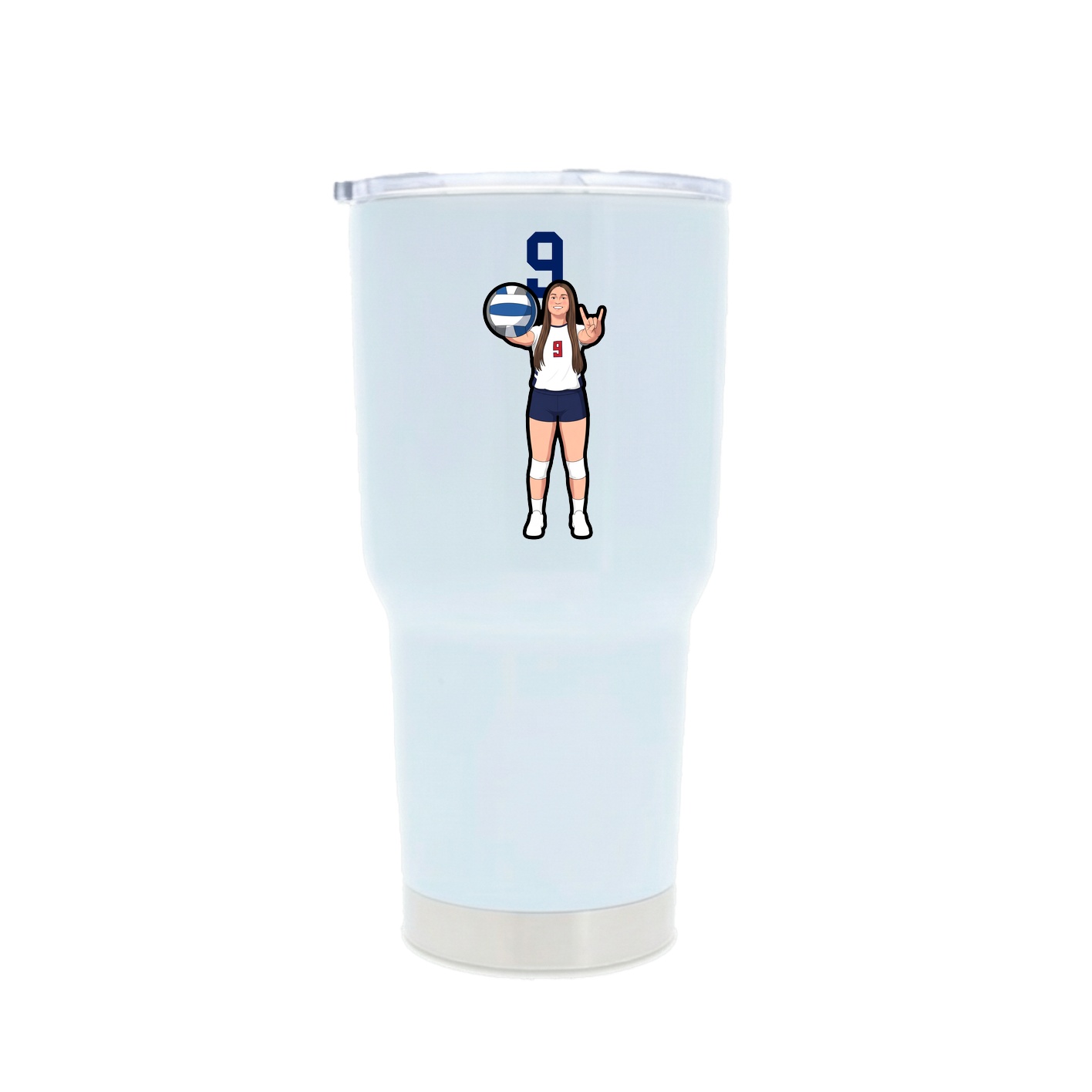 30oz Stainless Steel Tumbler — Number Top in White