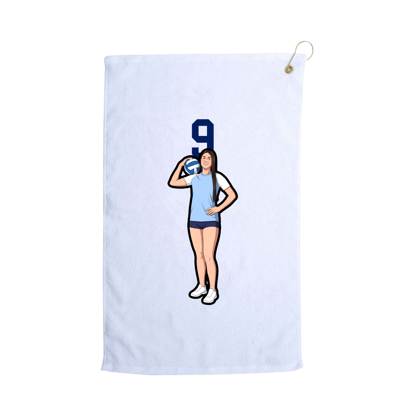 Golf Towel — Number Top in White