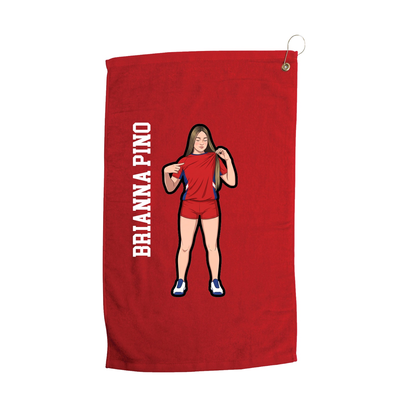 Golf Towel — Name Vertical in Red