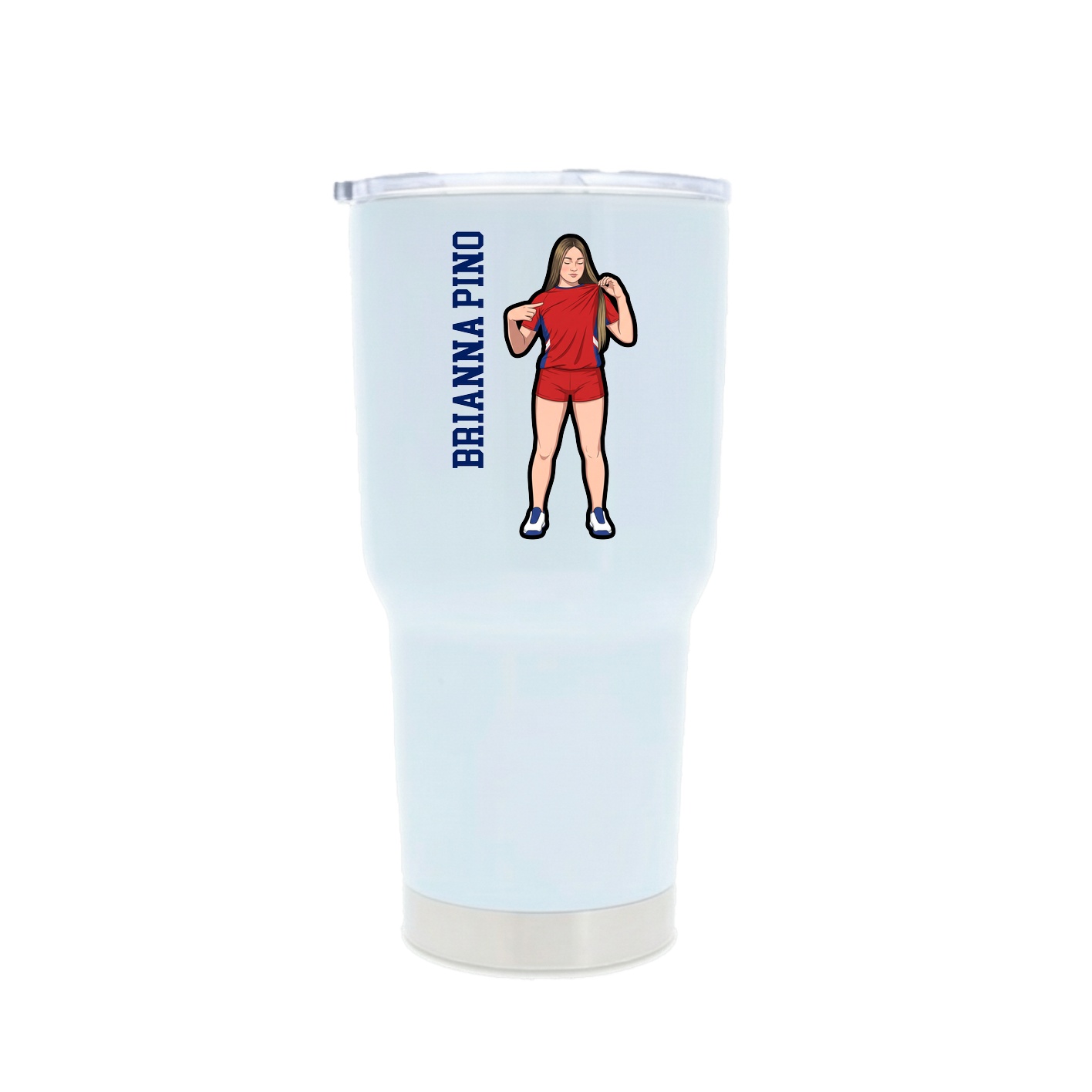 30oz Stainless Steel Tumbler — Name Vertical in White