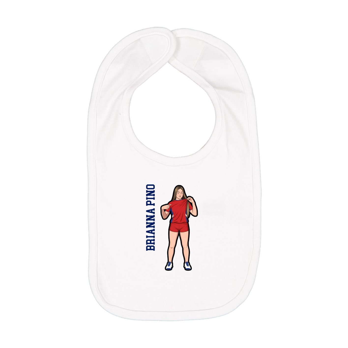 Infant Bib — Name Vertical in White