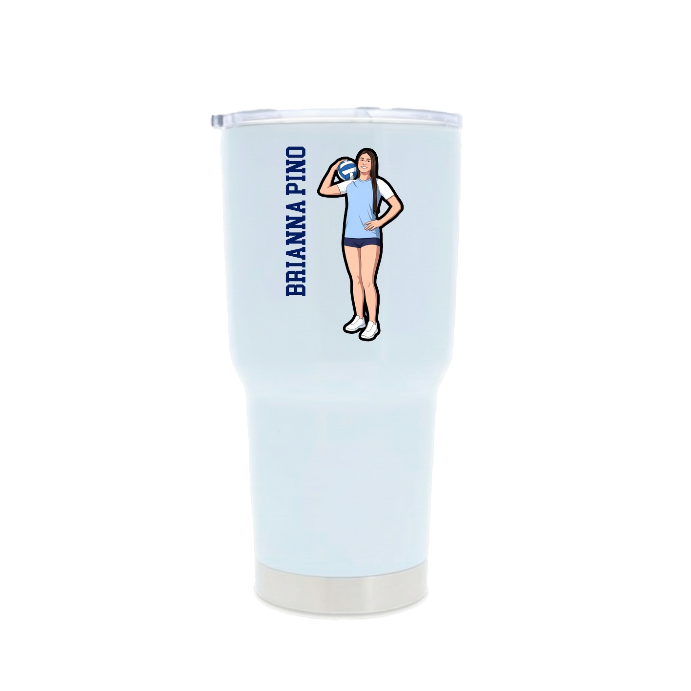 30oz Stainless Steel Tumbler — Name Vertical in White
