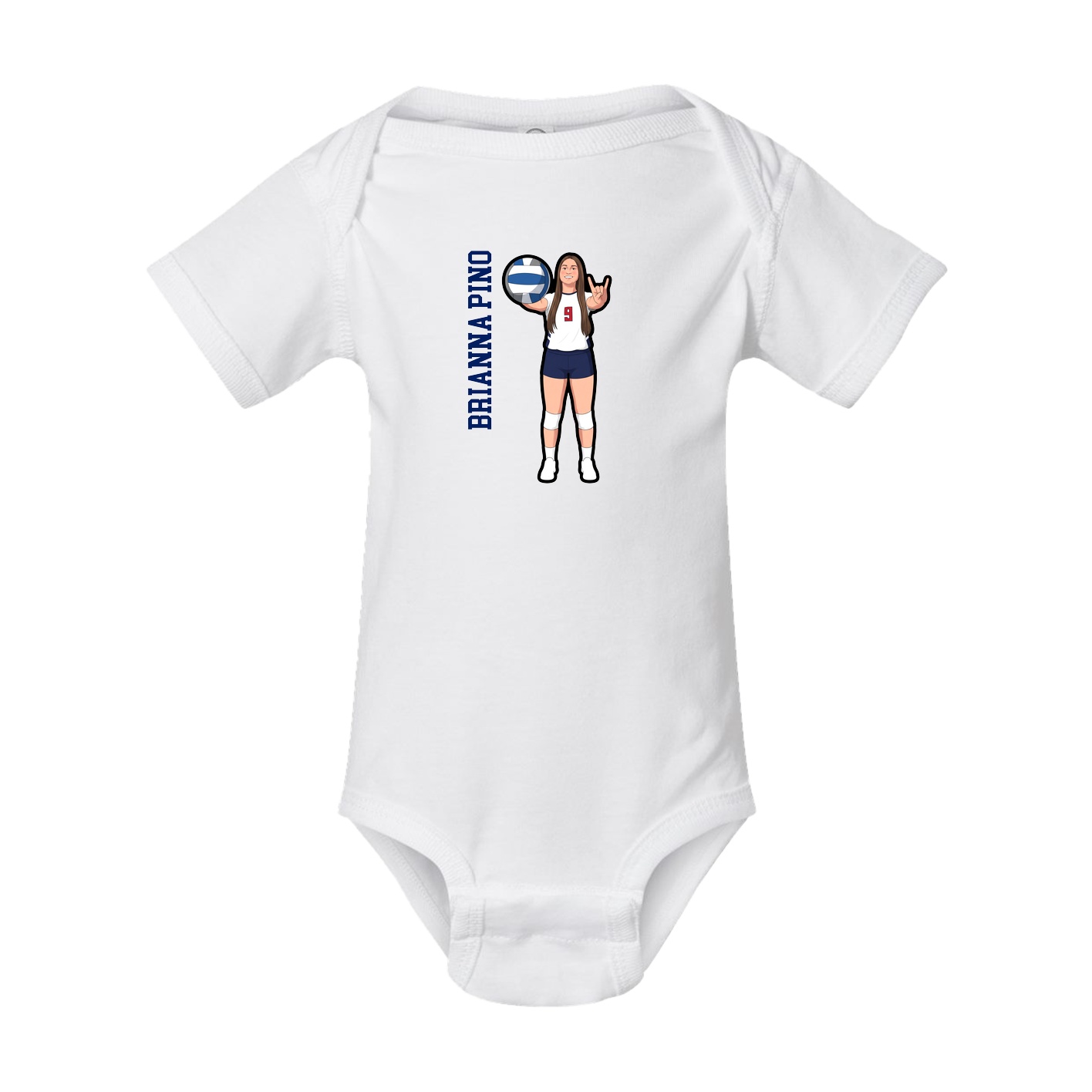 Baby Onesie — Name Vertical in White