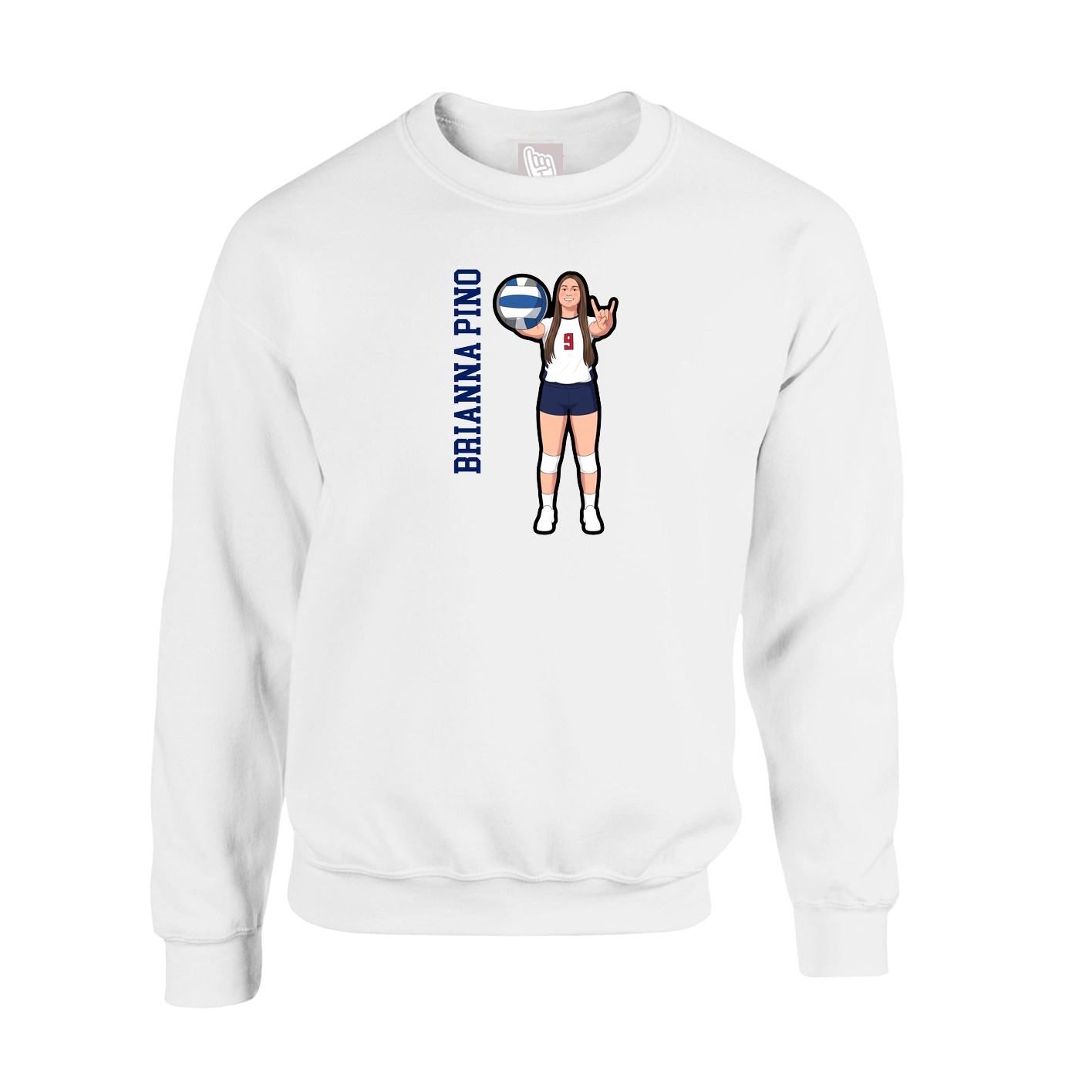 Fleece Crew — Name Vertical in White