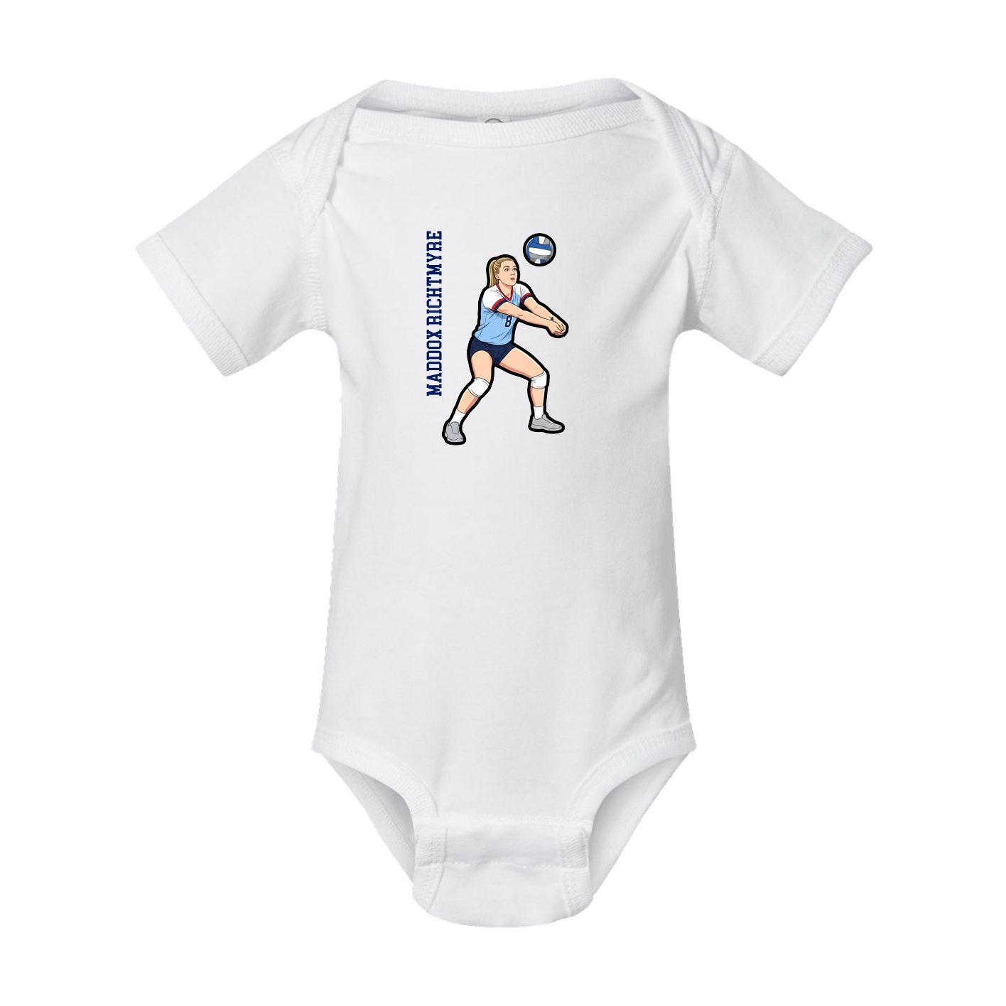 Baby Onesie — Name Vertical in White