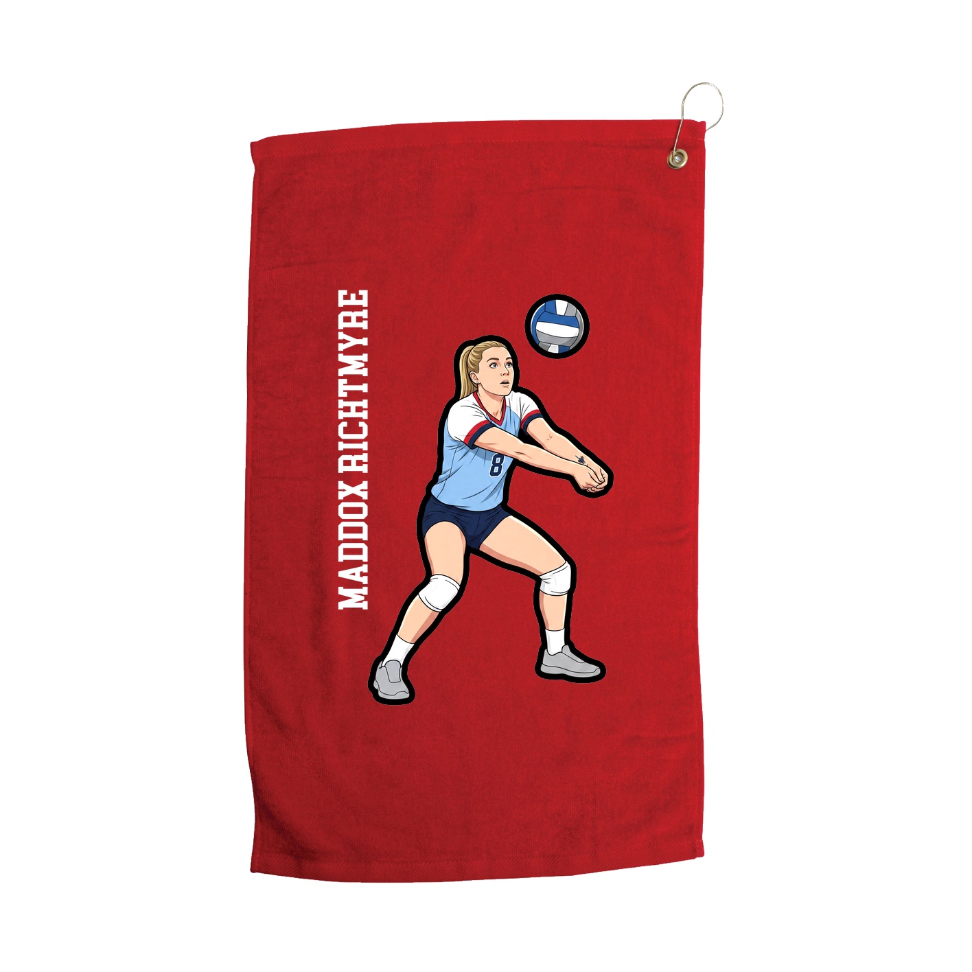 Golf Towel — Name Vertical in Red