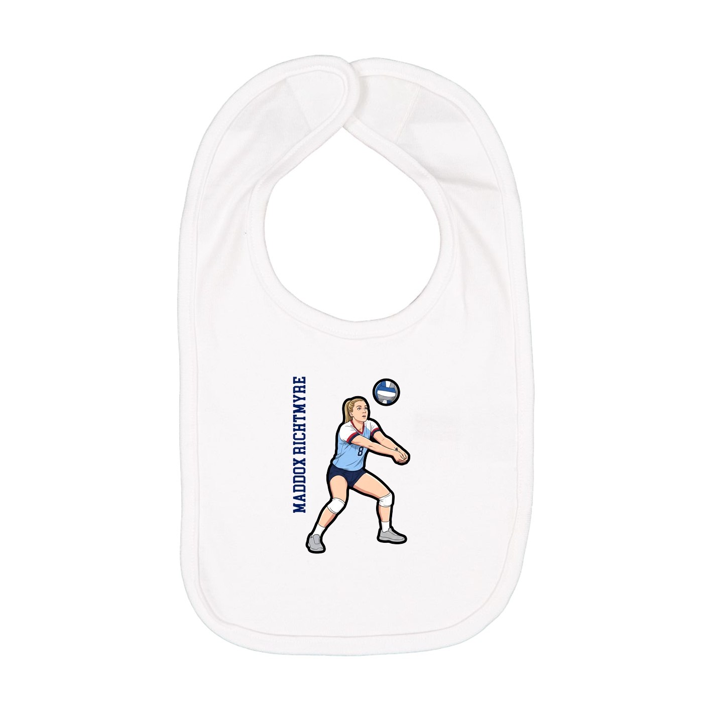 Infant Bib — Name Vertical in White