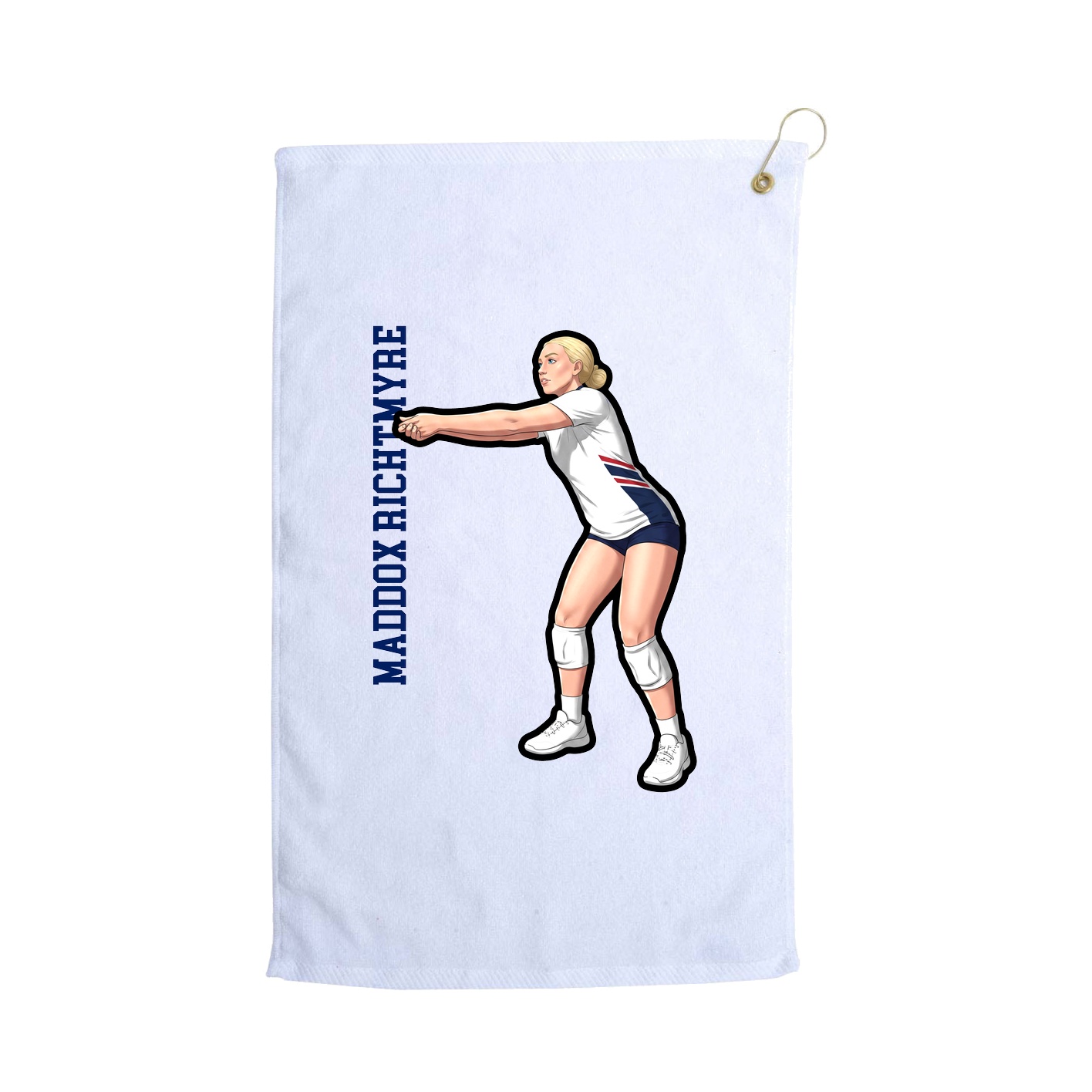 Golf Towel — Name Vertical in White