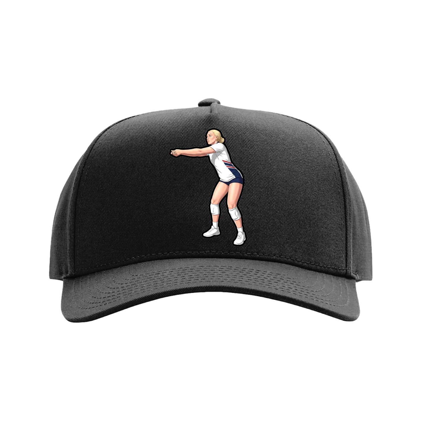 Full Fabric Five-Panel Champ Cap — Name Vertical in Black