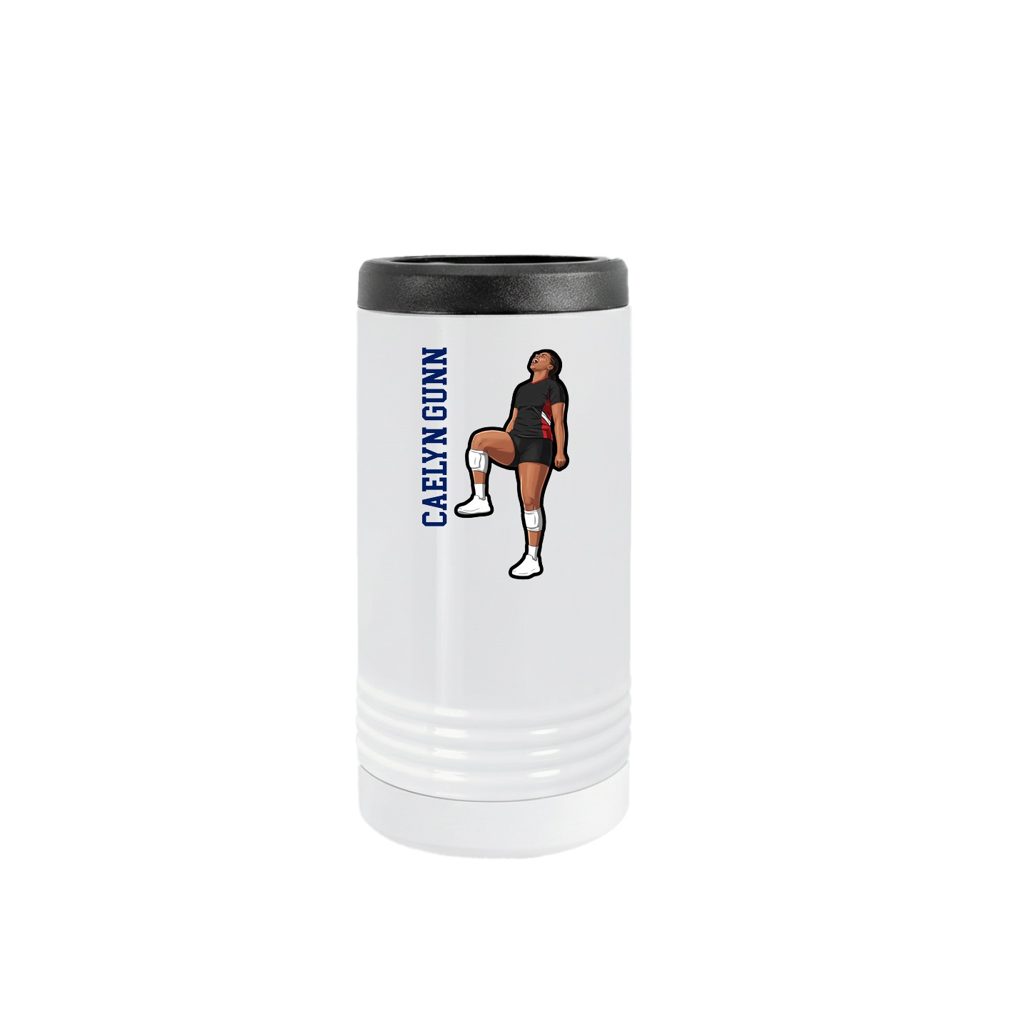 Slim Beverage Holder — Name Vertical in White