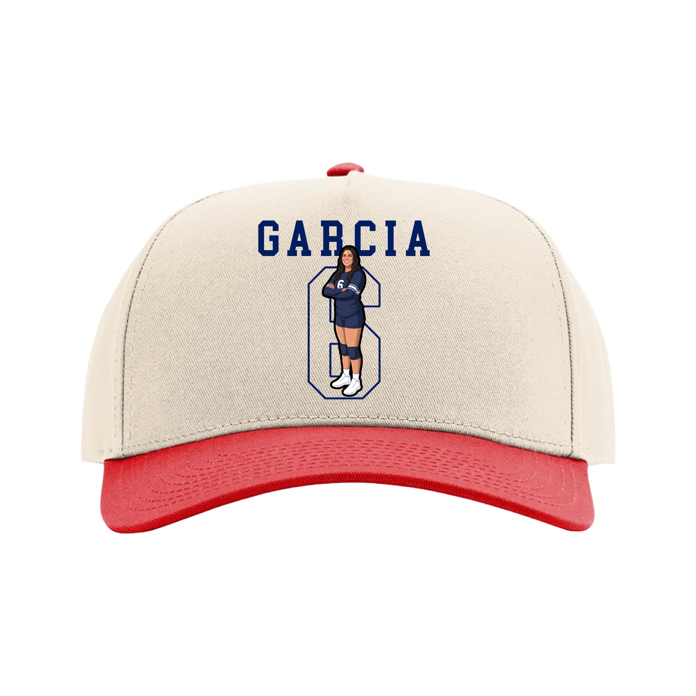 Full Fabric Five-Panel Champ Cap — Shirsey in Cream/Red