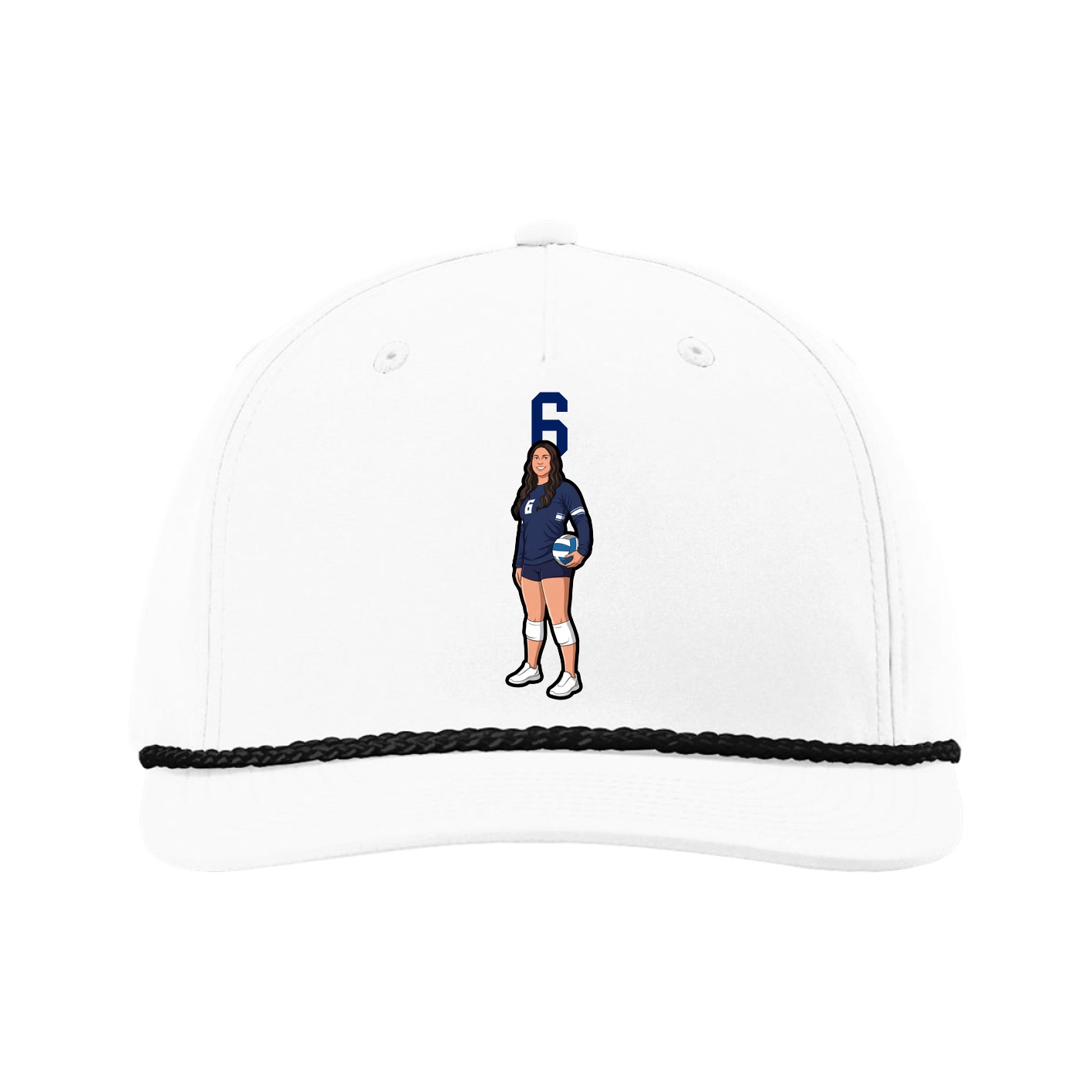 Five-Panel Classic Rope Cap — Number Top in White