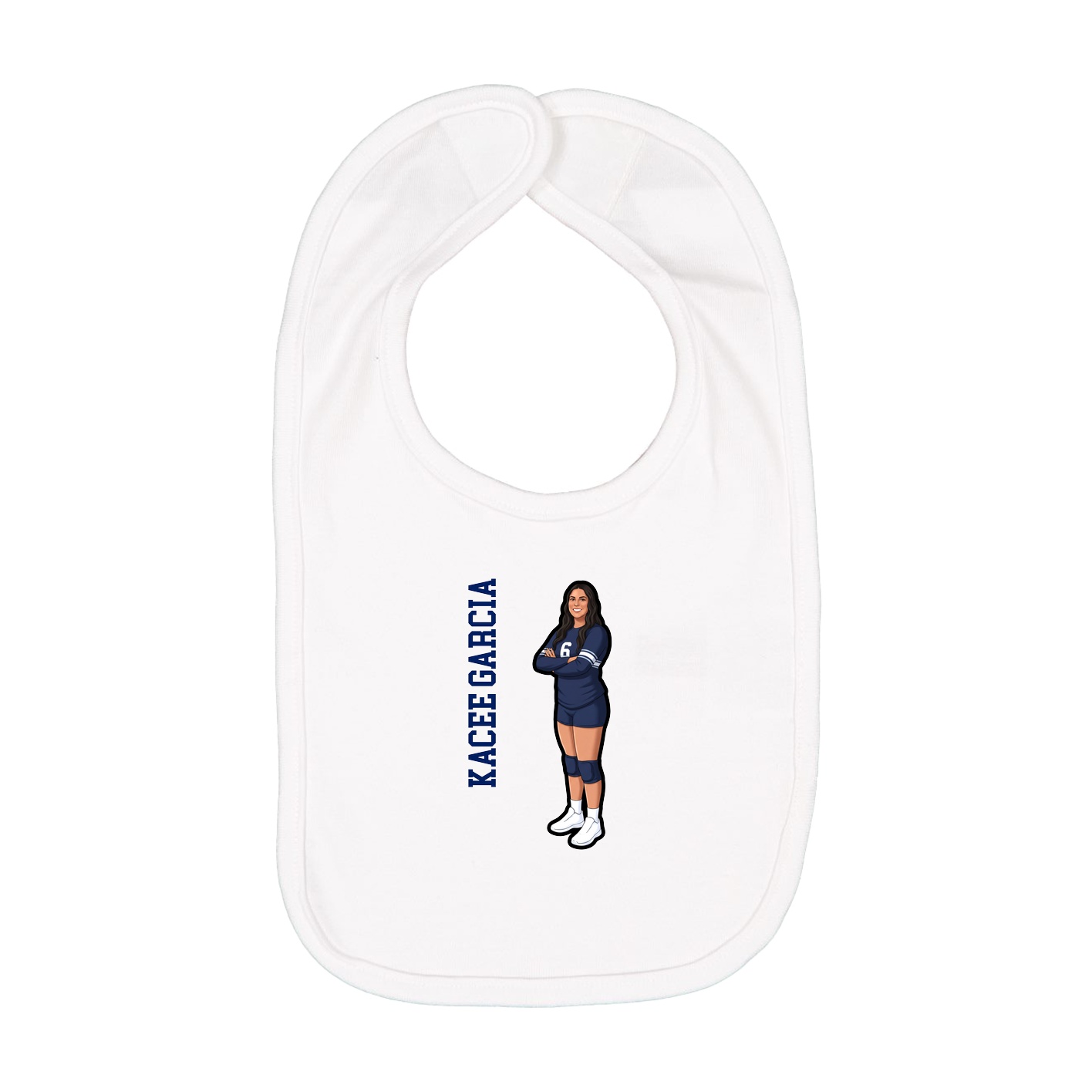 Infant Bib — Name Vertical in White