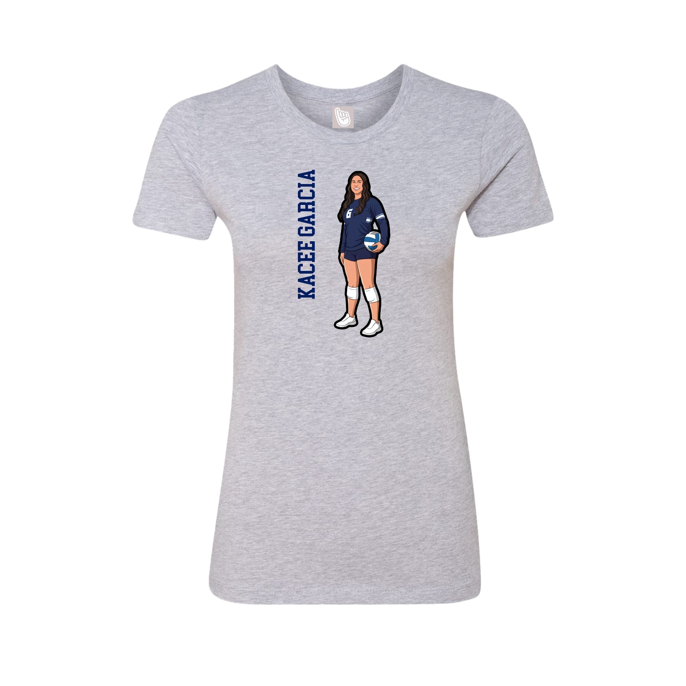 Fitted Women's Tee — Name Vertical in Grey