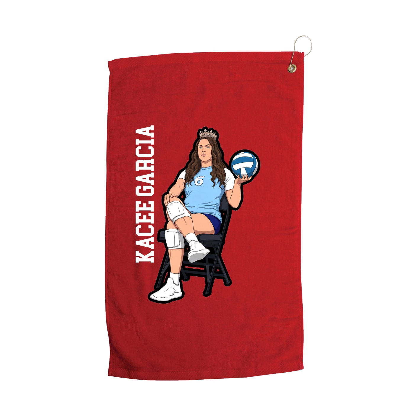 Golf Towel — Name Vertical in Red