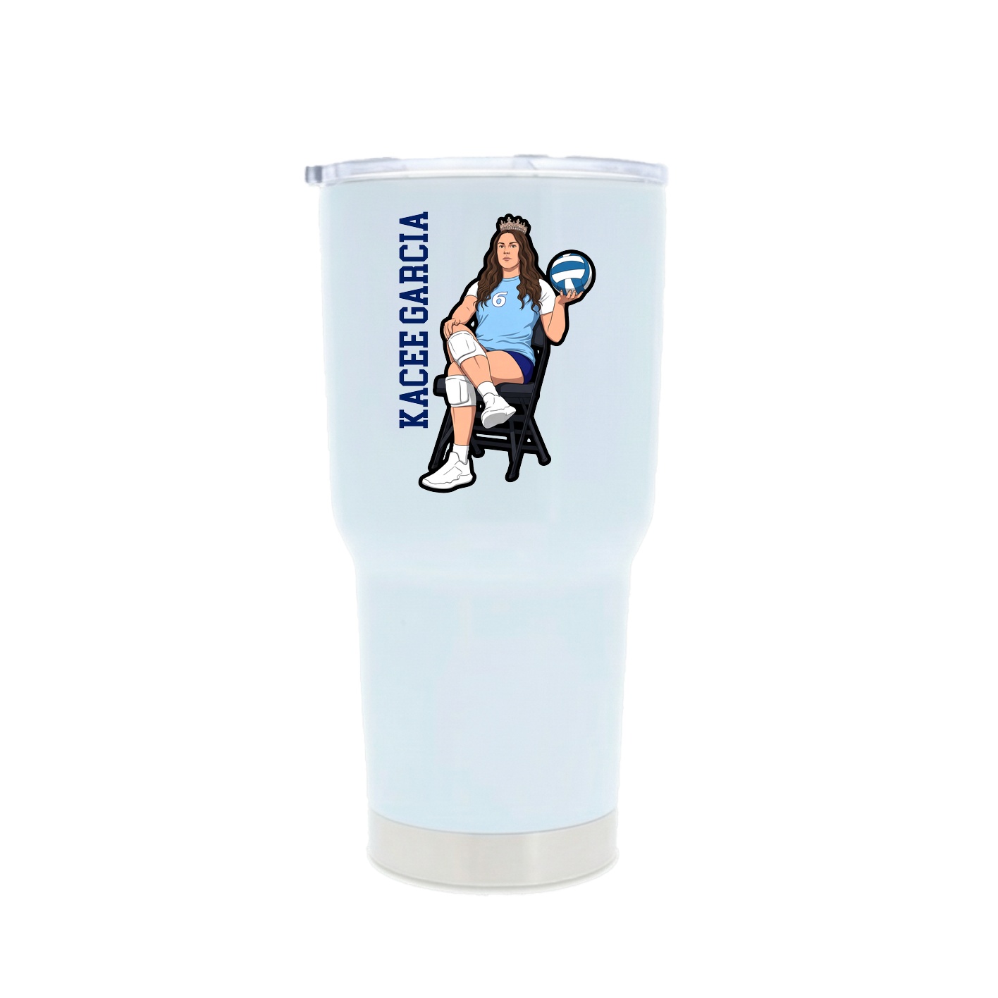 30oz Stainless Steel Tumbler — Name Vertical in White