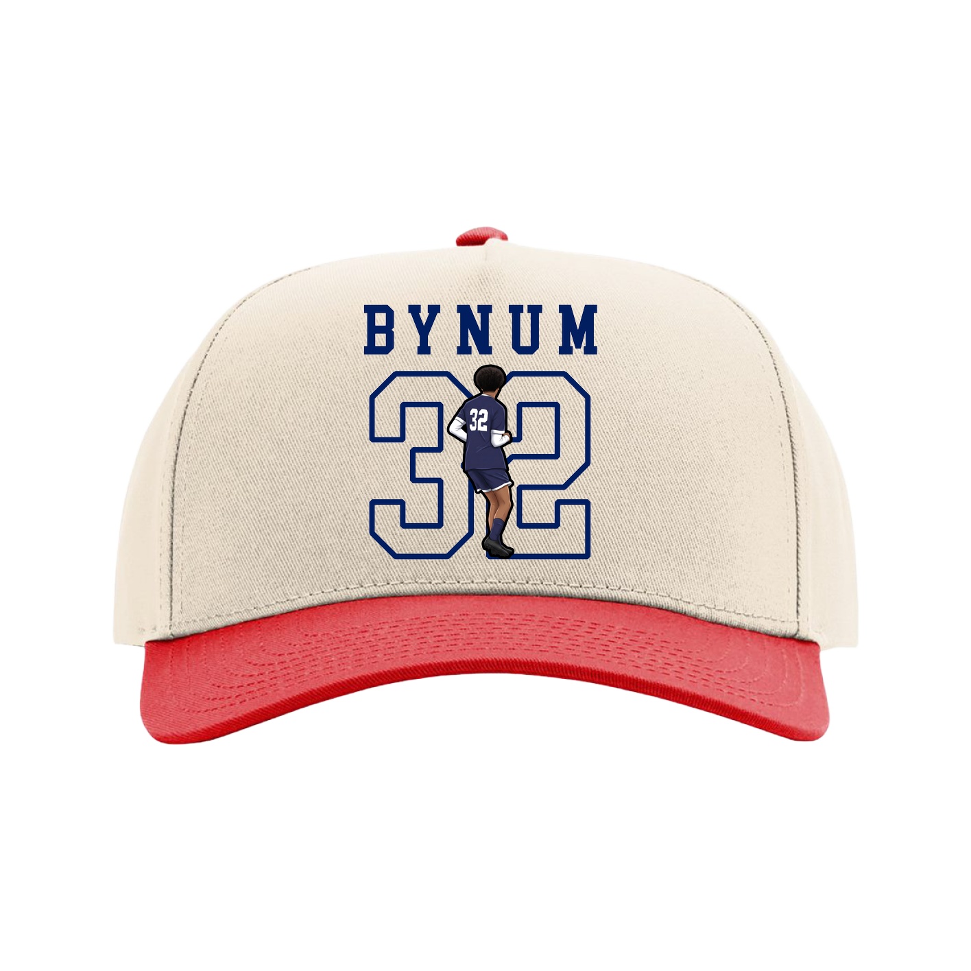 Full Fabric Five-Panel Champ Cap — Shirsey in Cream/Red