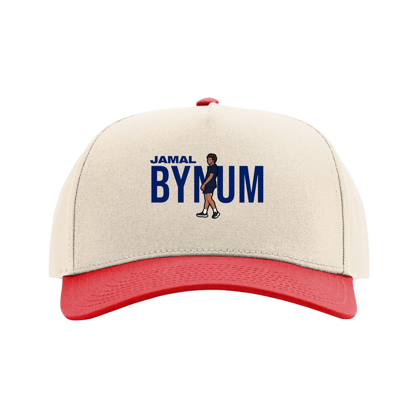 Full Fabric Five-Panel Champ Cap — Player Name in Cream/Red