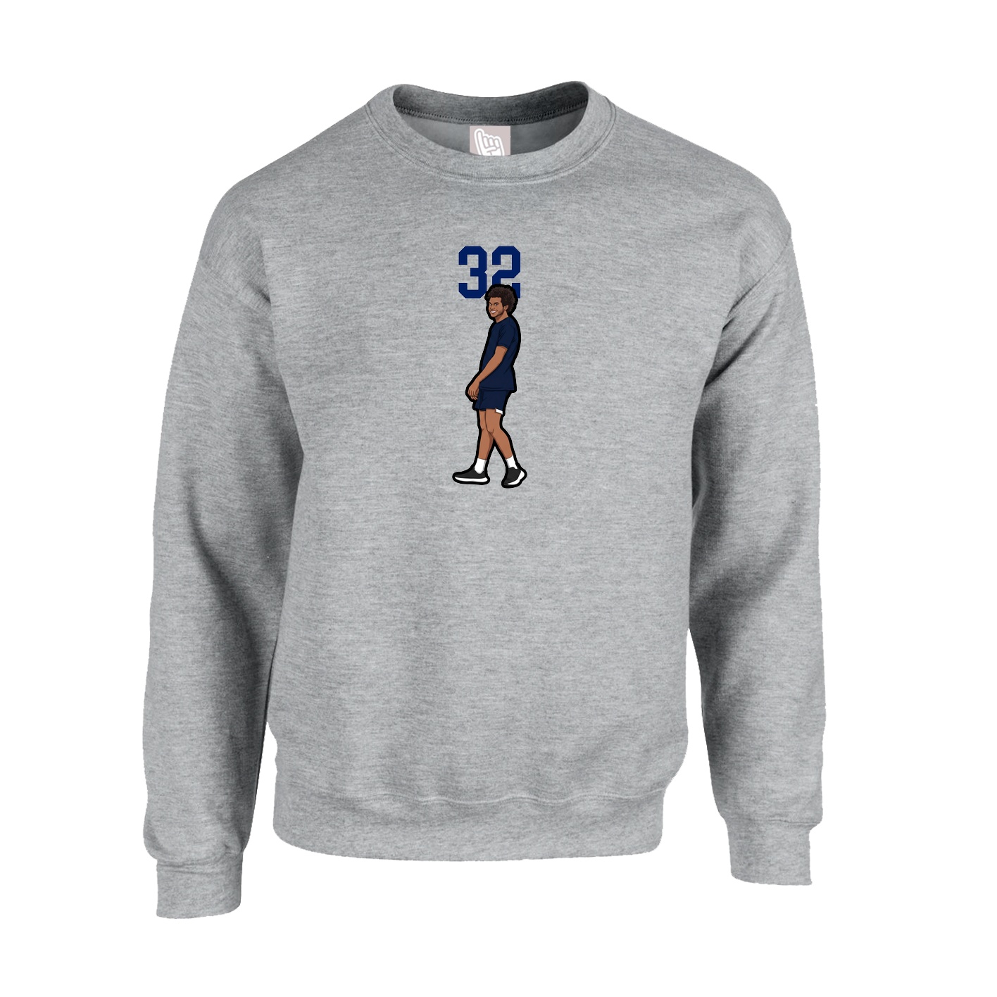 Fleece Crew — Number Top in Grey