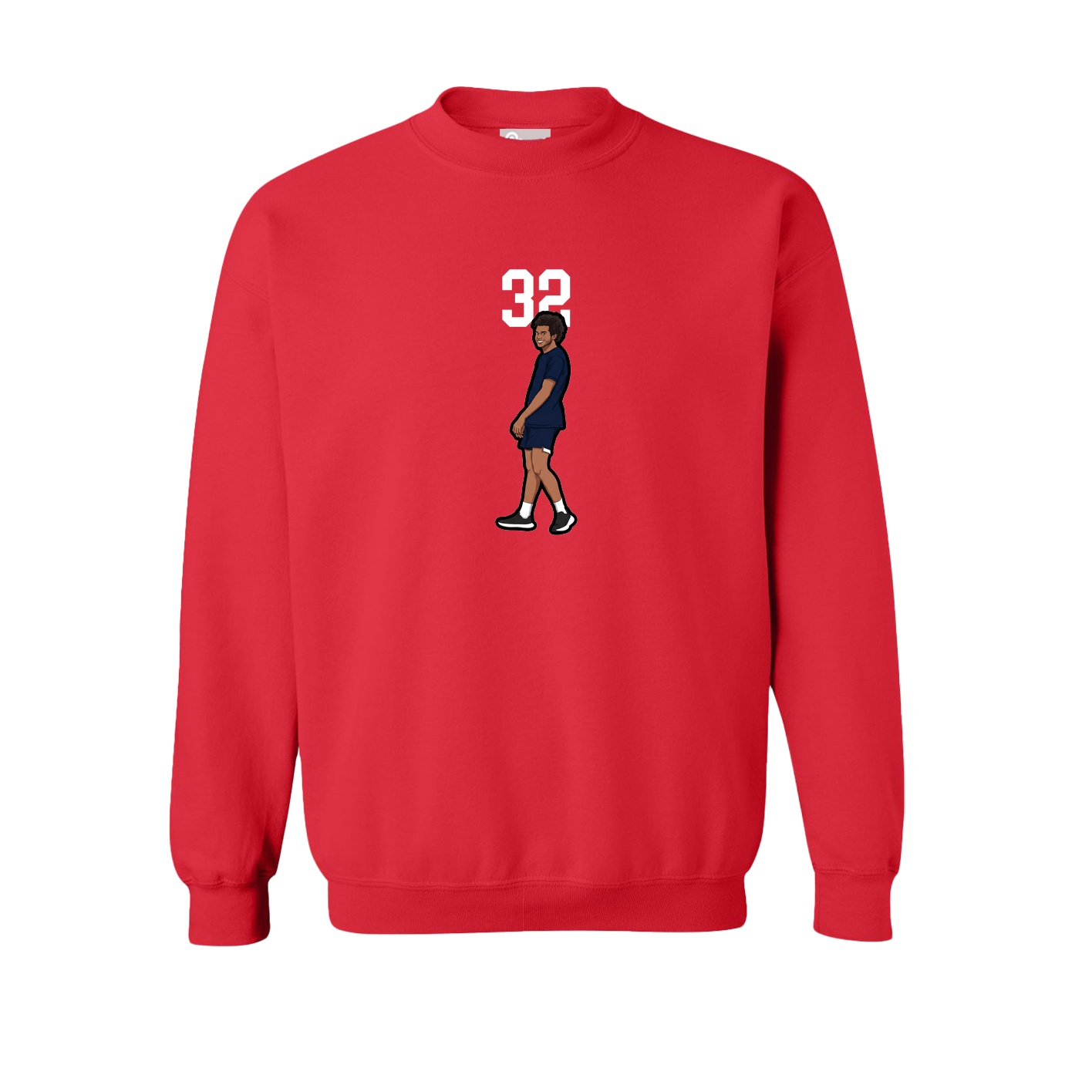 Fleece Crew — Number Top in Red