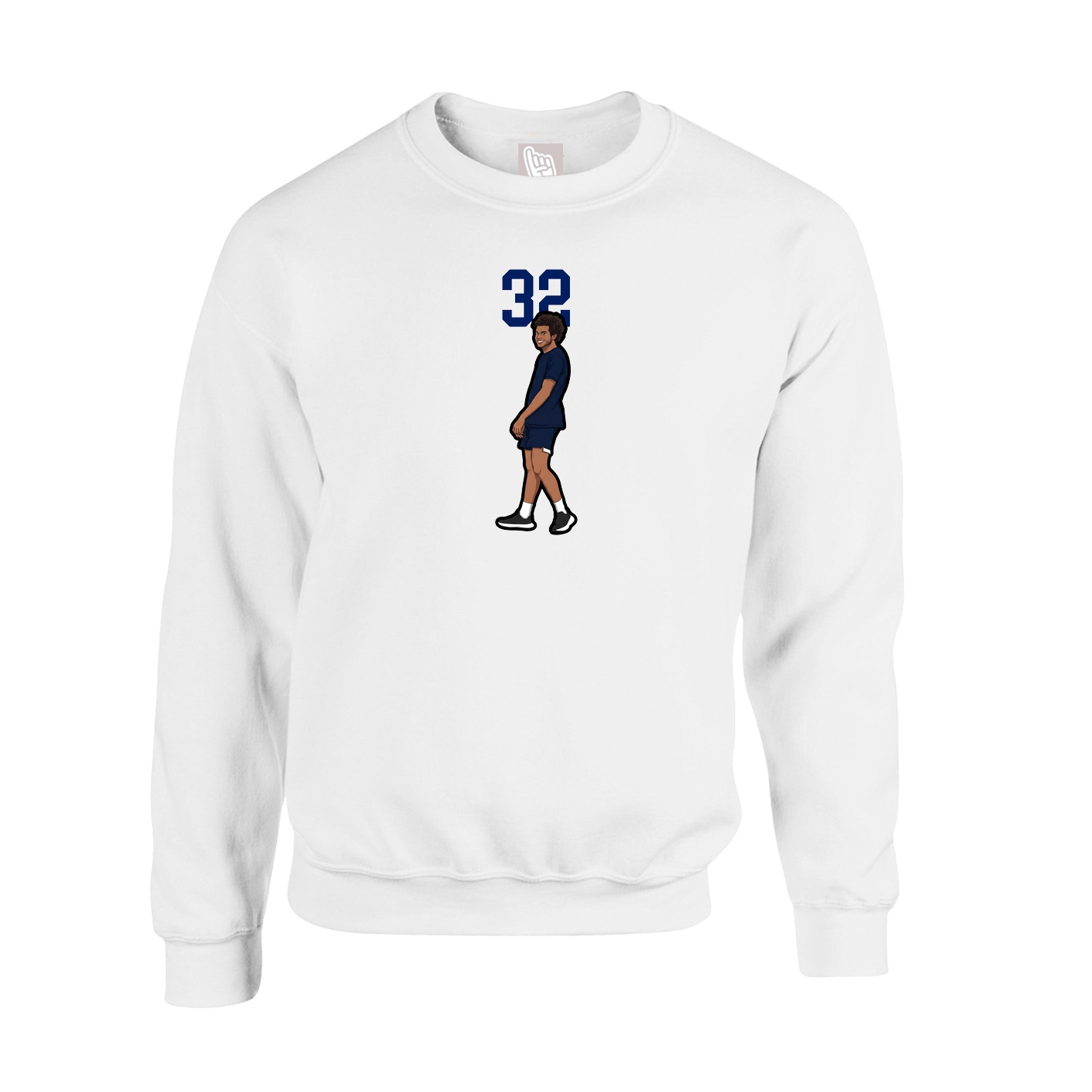 Fleece Crew — Number Top in White