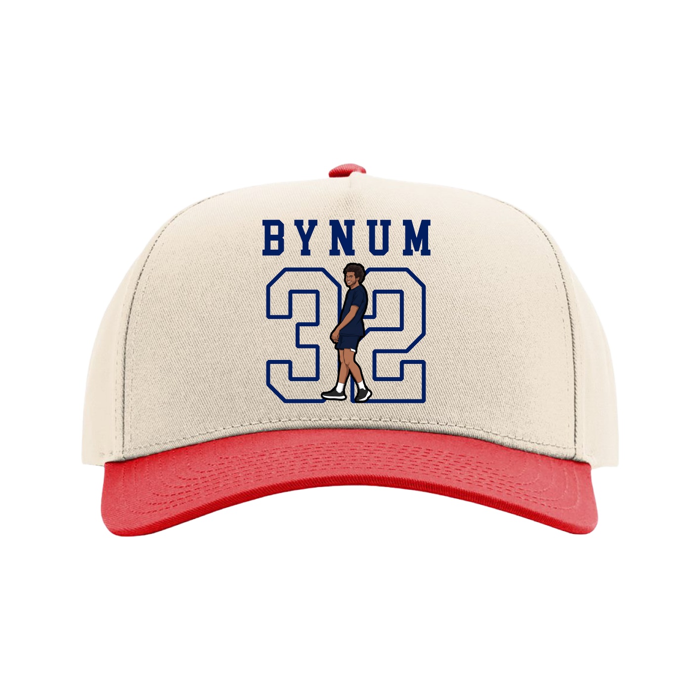 Full Fabric Five-Panel Champ Cap — Shirsey in Cream/Red