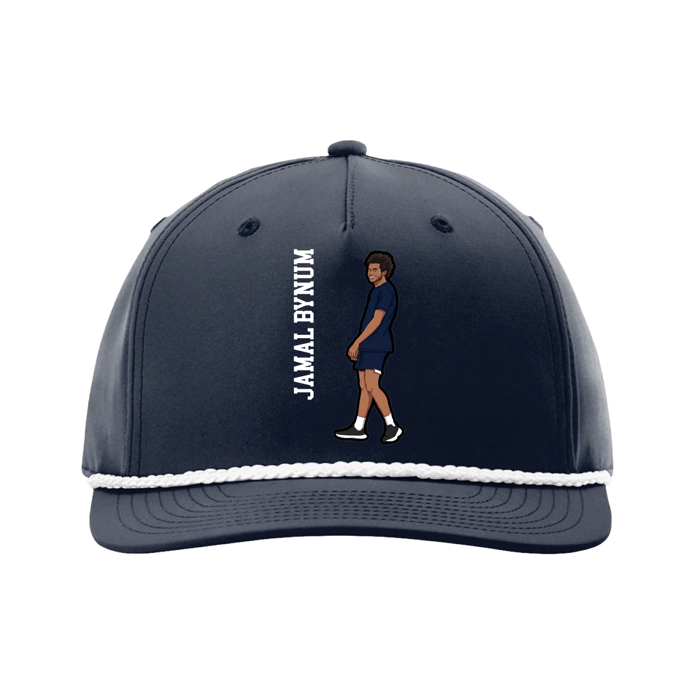 Five-Panel Classic Rope Cap — Name Vertical in Navy