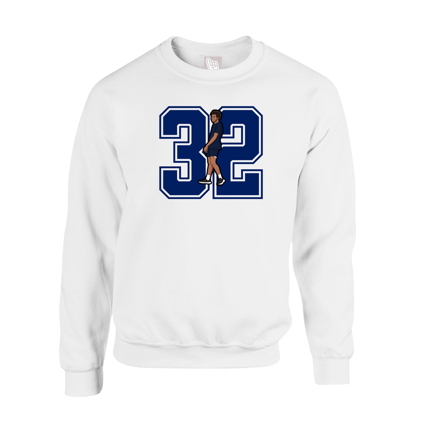 Fleece Crew — Number in White