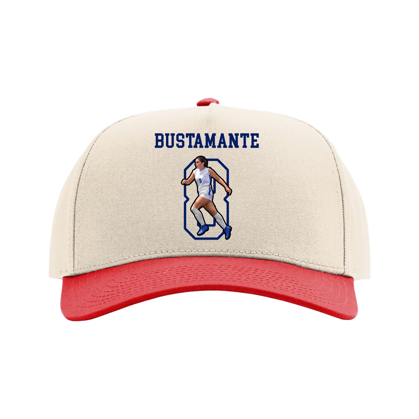 Full Fabric Five-Panel Champ Cap — Shirsey in Cream/Red