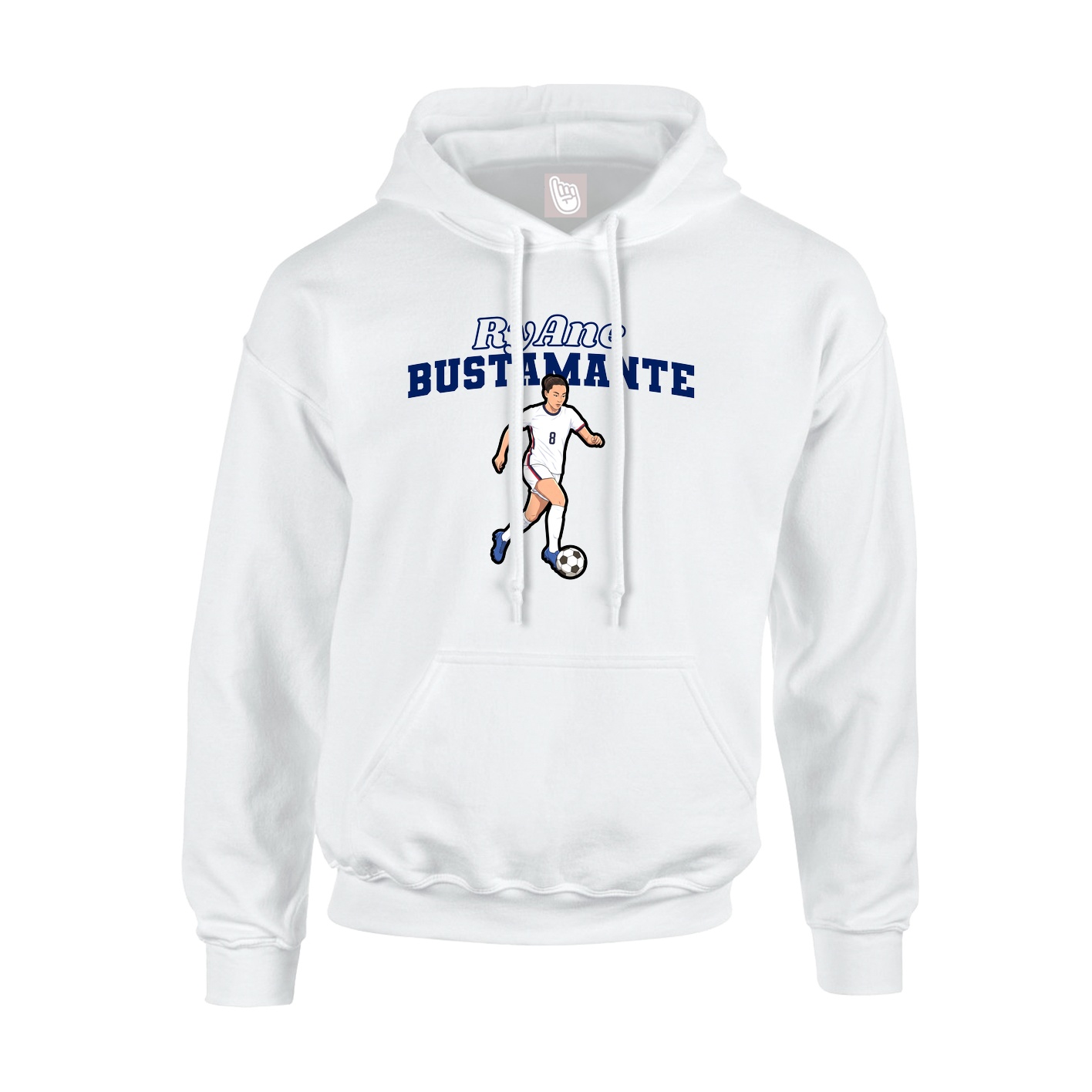 Youth Hoodie — Name Arch in White