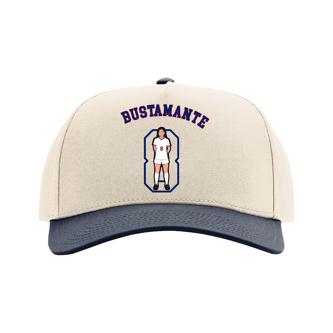 Full Fabric Five-Panel Champ Cap — Shirsey Arch in Cream/Navy